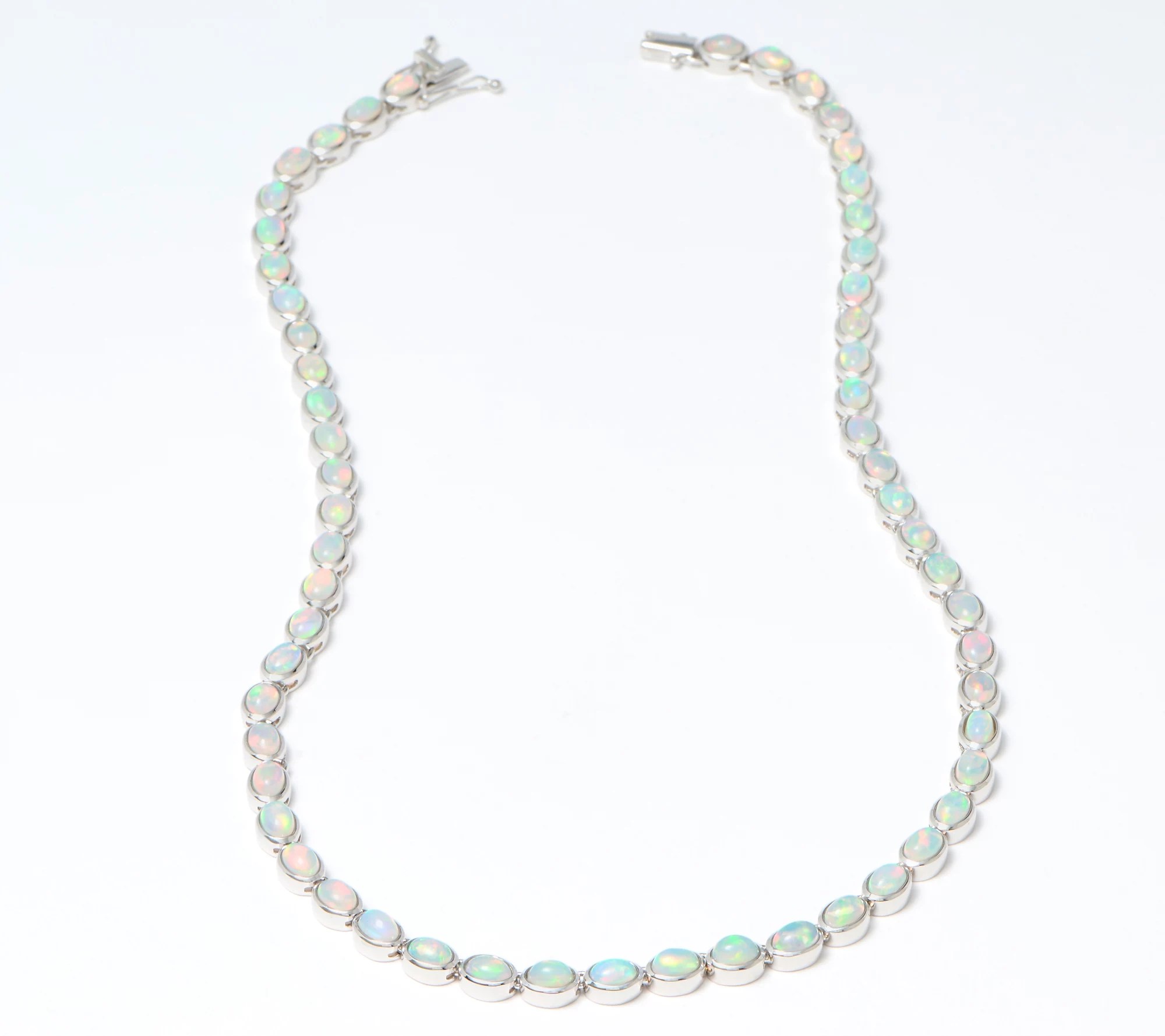 Affinity Gems Oval Tennis Gemstone Necklace, Sterling Silver