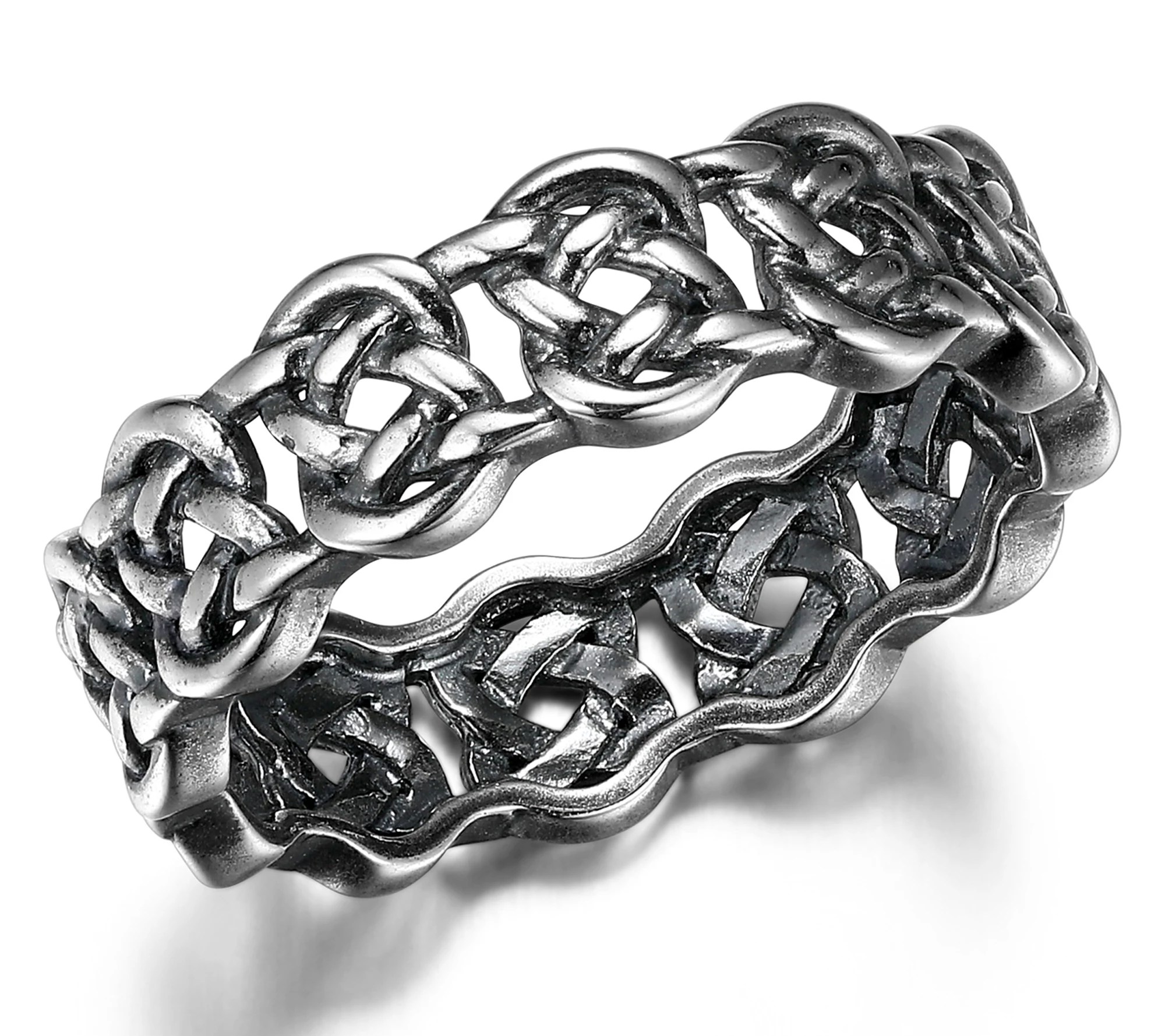 Silver Style Oxidized Celtic Knot Ring, Sterling