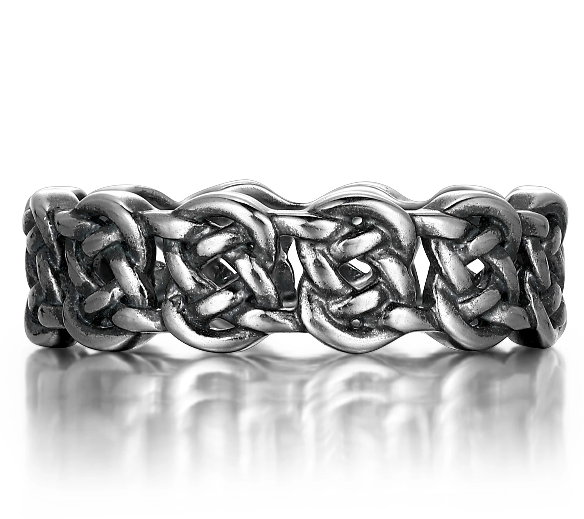 Silver Style Oxidized Celtic Knot Ring, Sterling