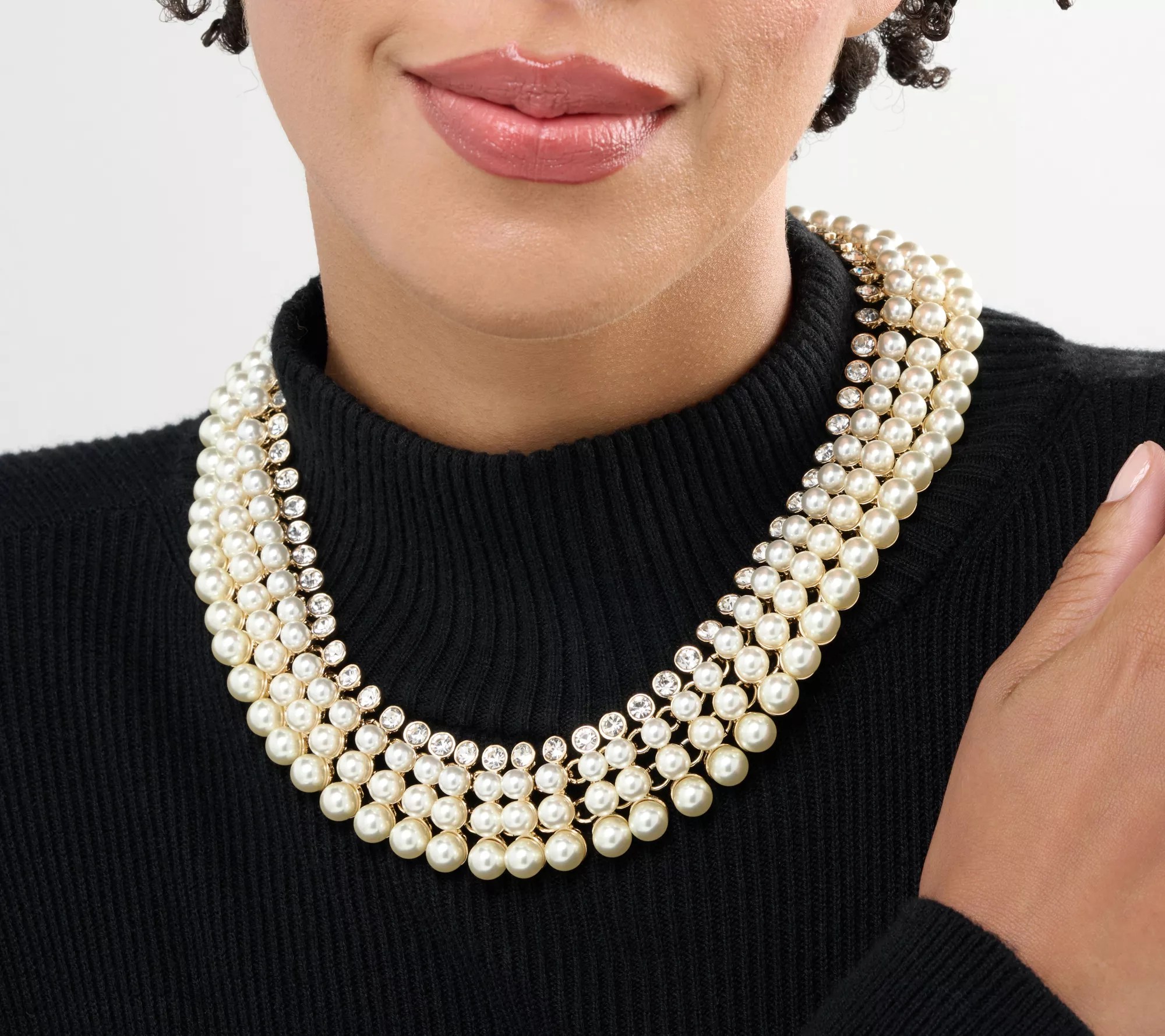 Joan Rivers Crystal & Simulated Pearl Collar Necklace