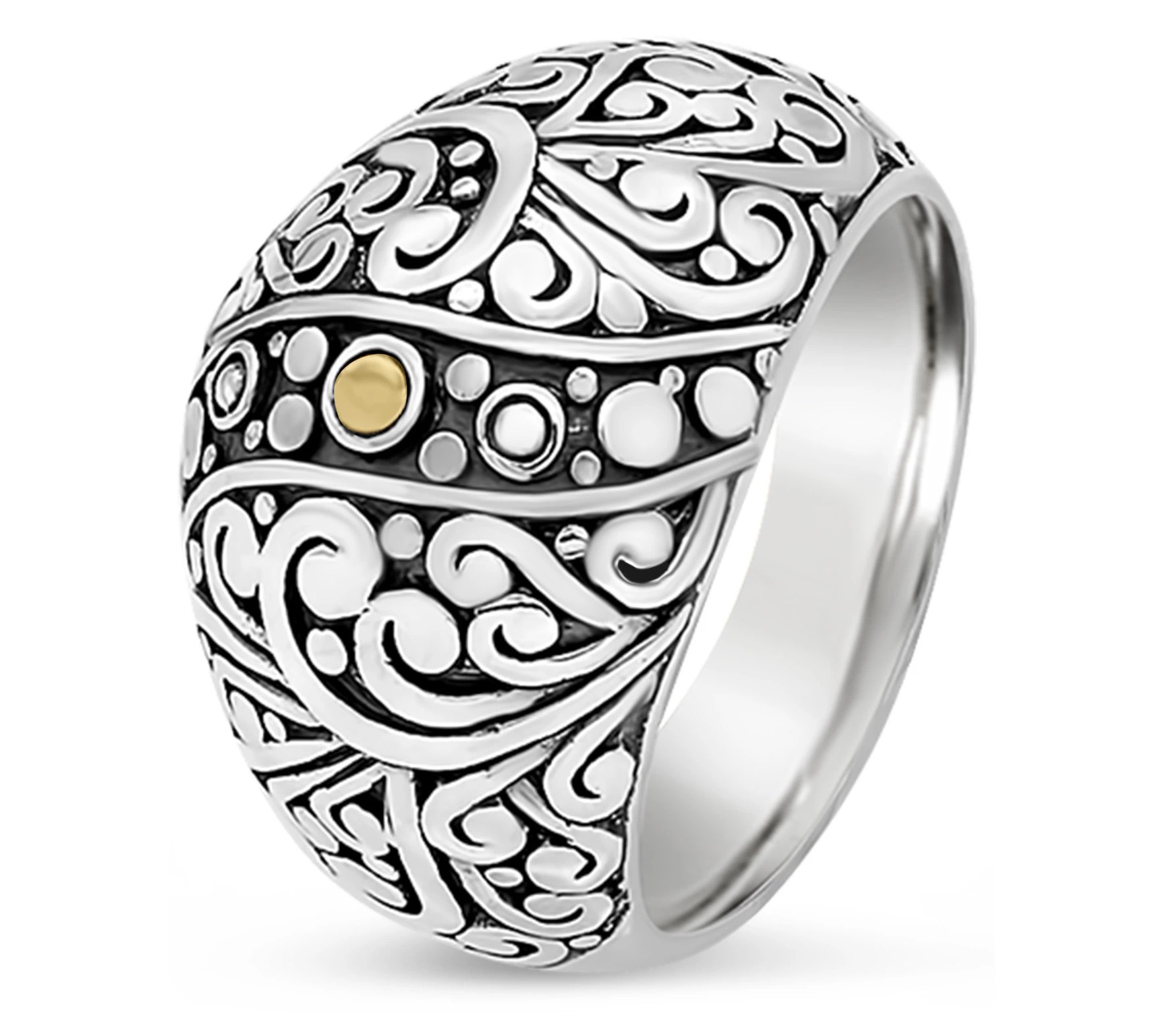 DEVATA Sterling Silver & 18K Gold Bali Dome Ring