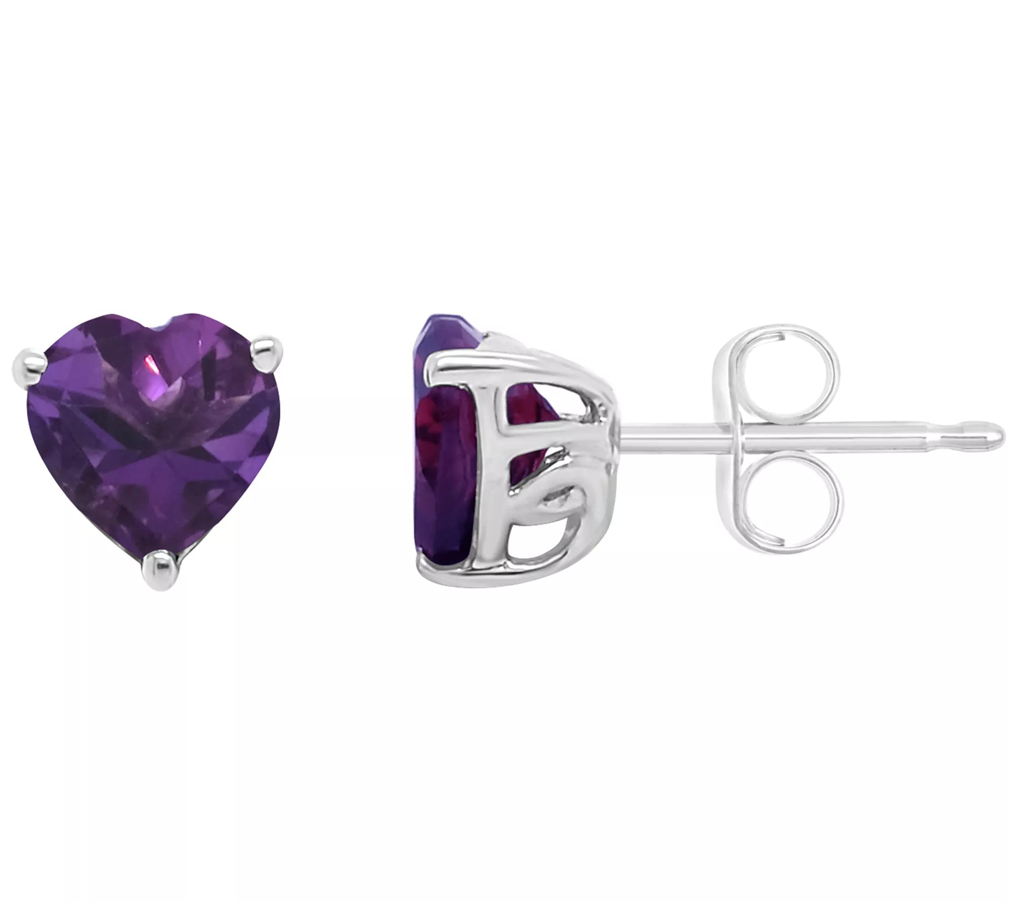 Sterling Silver HeartShaped Gemstone Stud Earrings