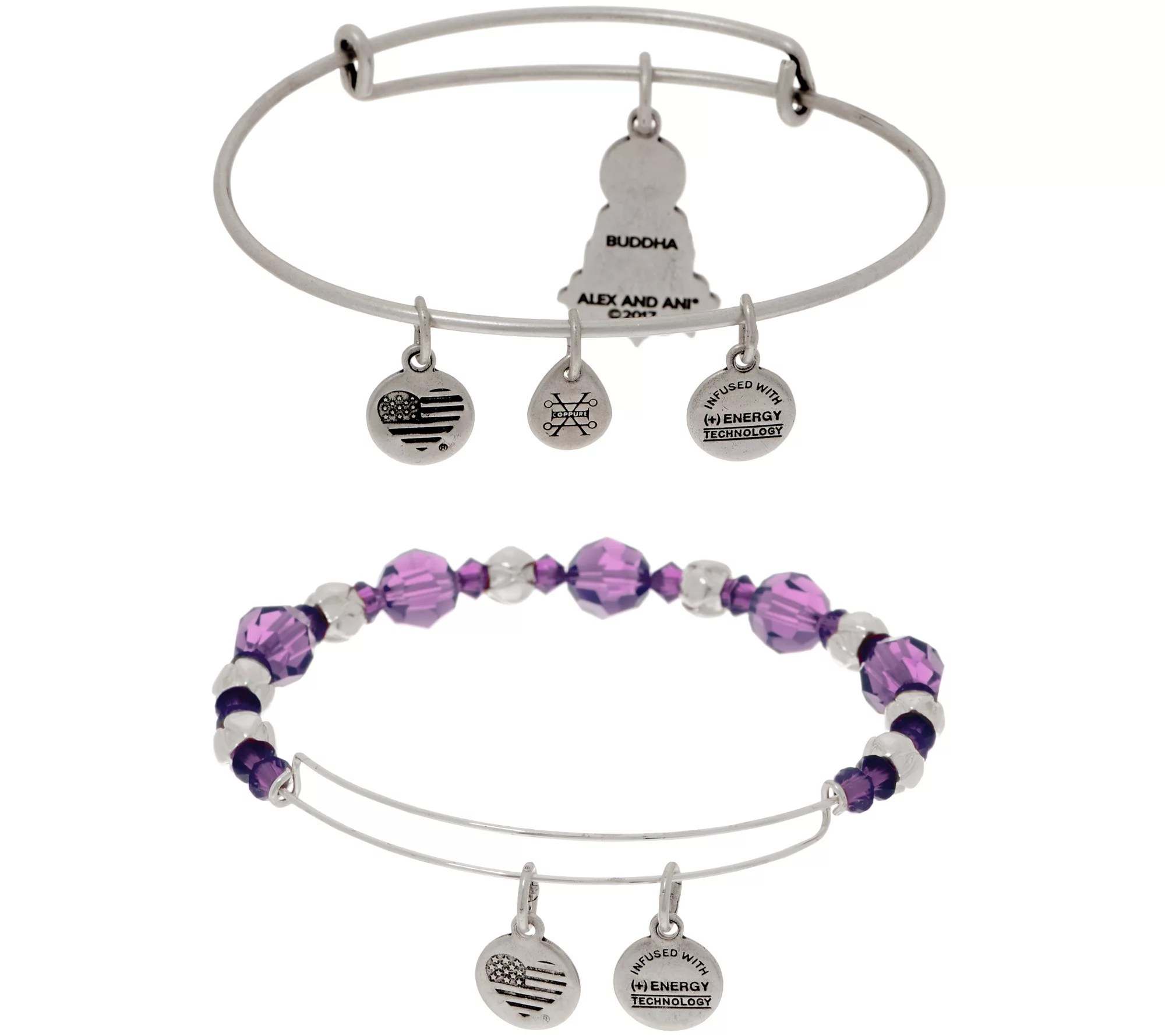 "As Is" Alex and Ani S/2 Bangles with Charms & Crystals