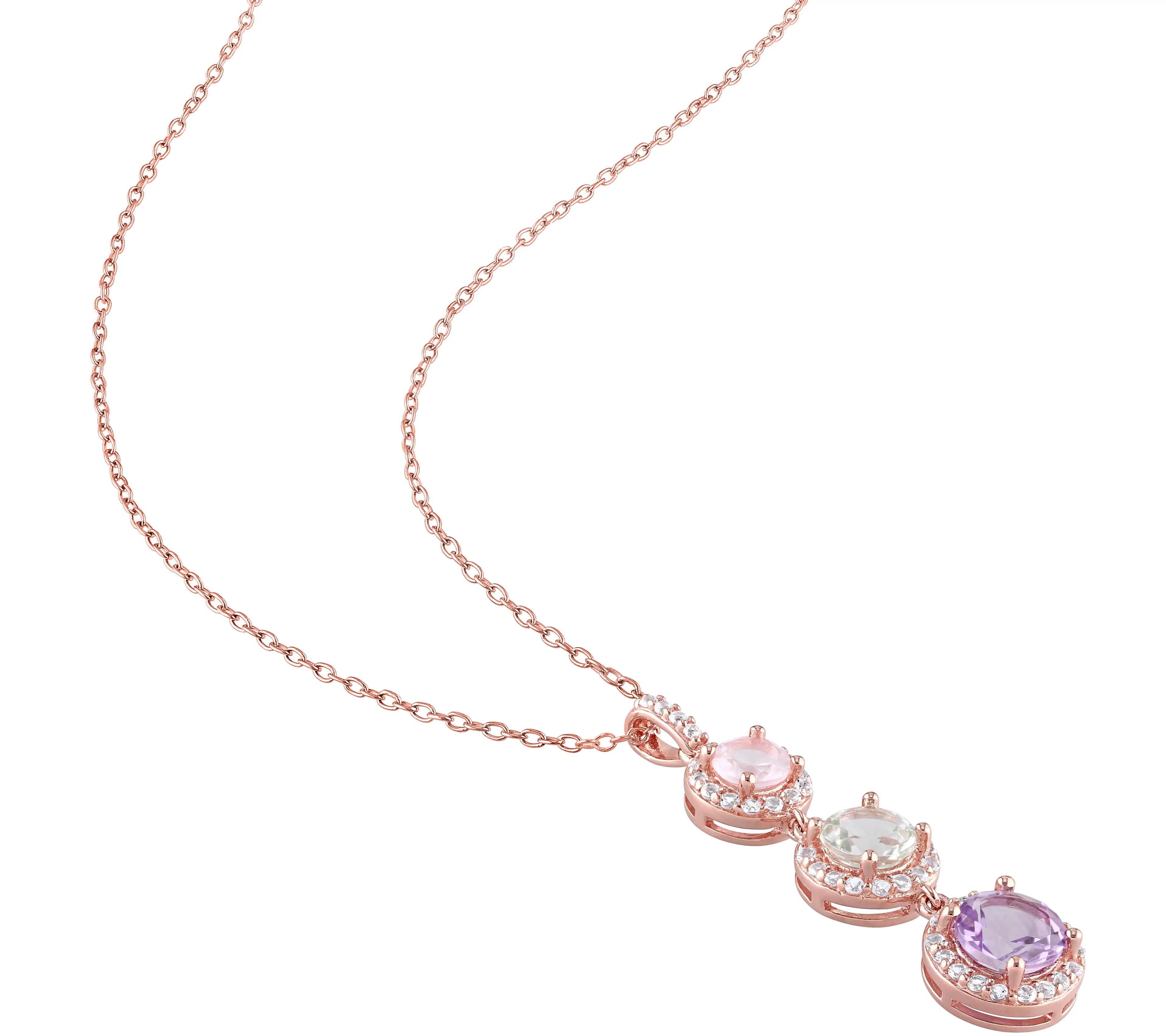 Sterling 3 cttw Multigemstone Pendant w/ Chain