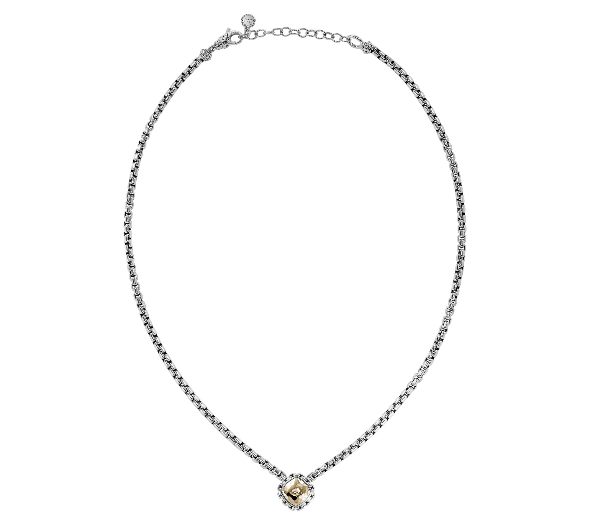 JAI Sterling Silver & 14K Gold Hammered Station Necklace