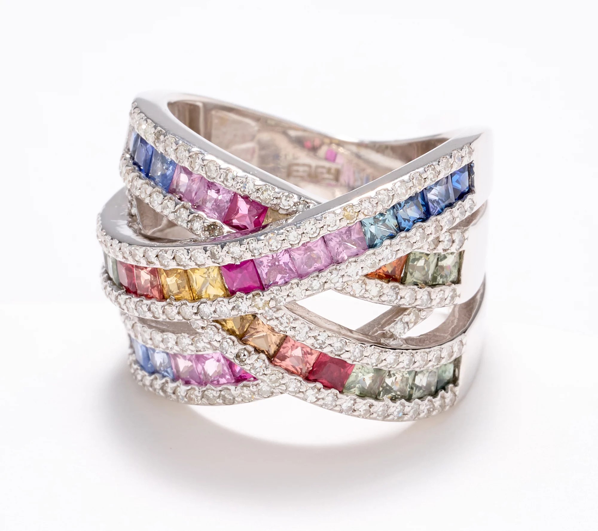 Effy MultiGemstone & Diamond Highway Ring, 14K Gold