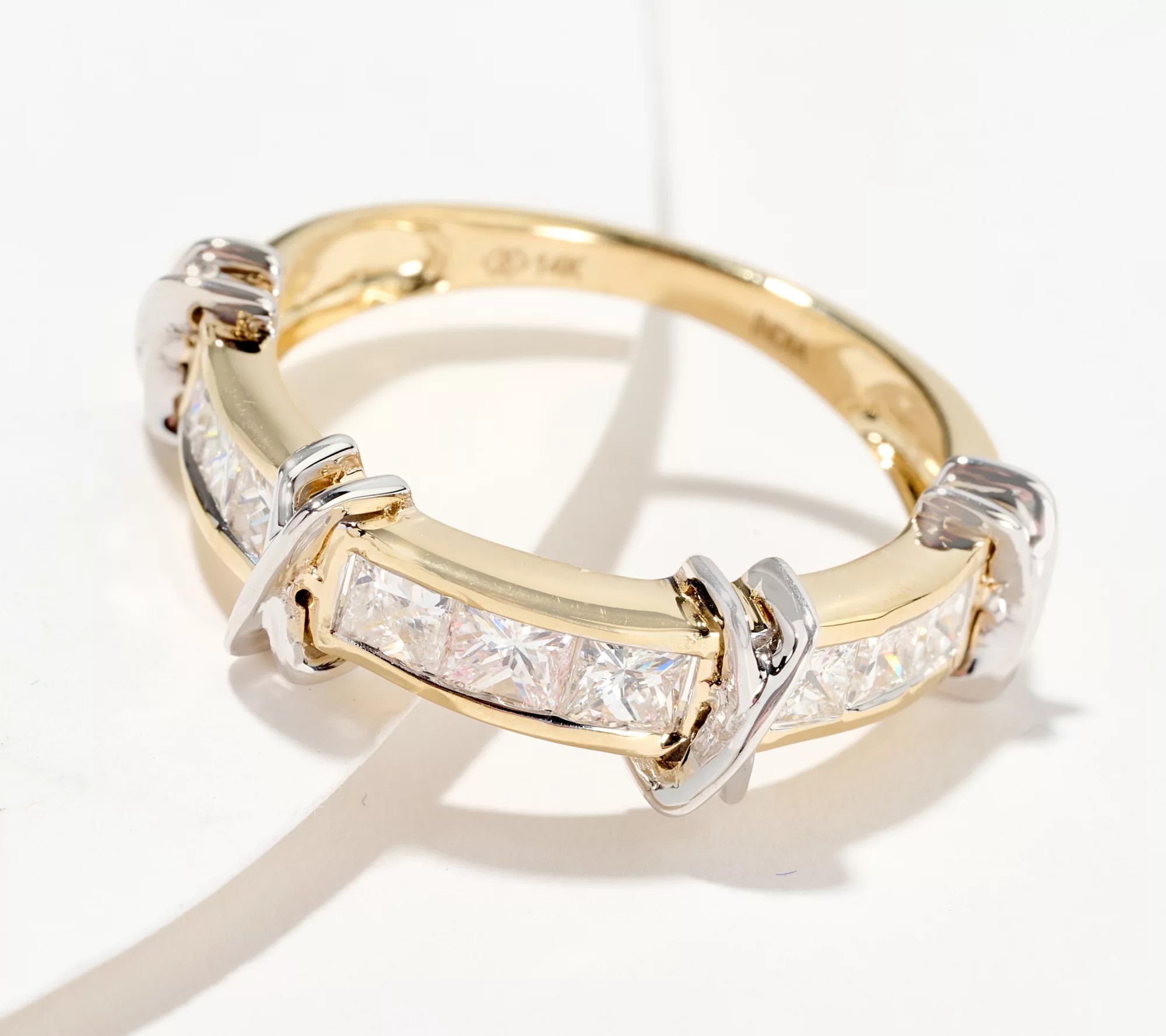 Affinity Diamonds Princess Cut 0.50cttw X Ring, 14K Gold