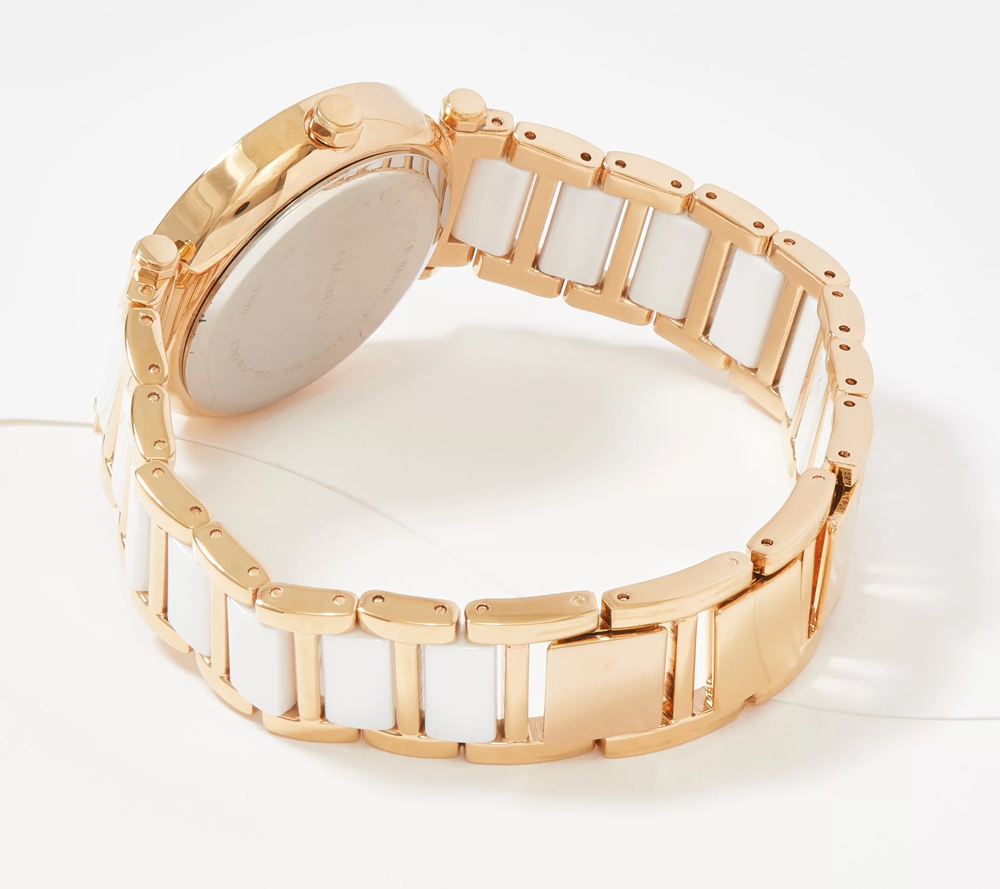 Diamonique Baguette Bezel Ceramic Highlight Watch Stainless Steel