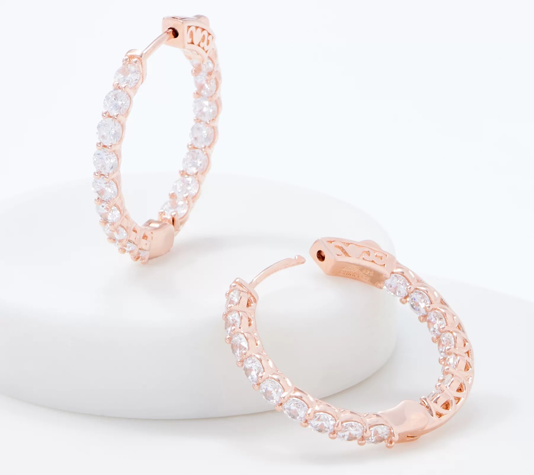 Diamonique 1" Inside Out Hoop Earrings, Sterling Silver