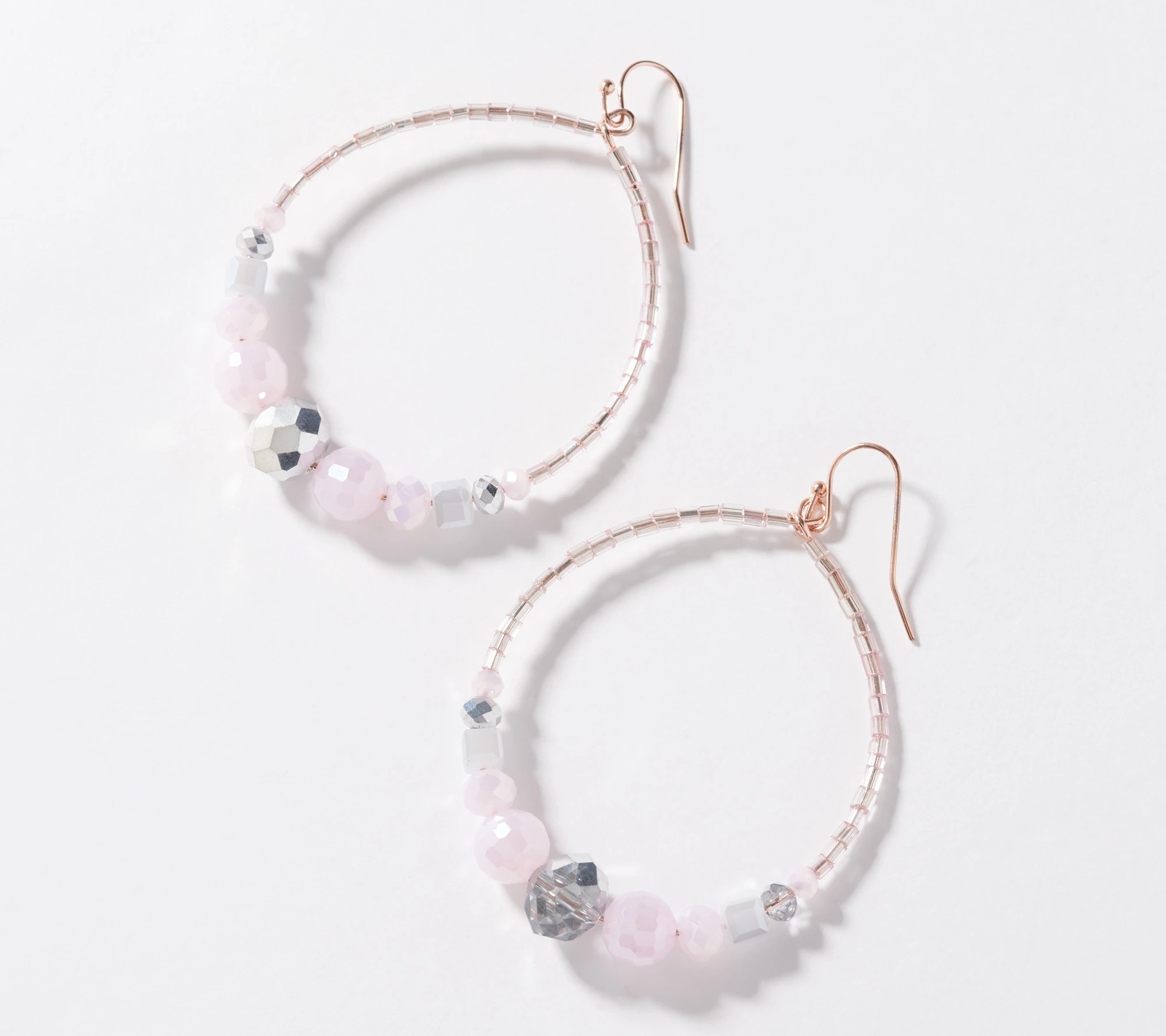 Susan Graver Front Facing Faceted Hoop Earrings
