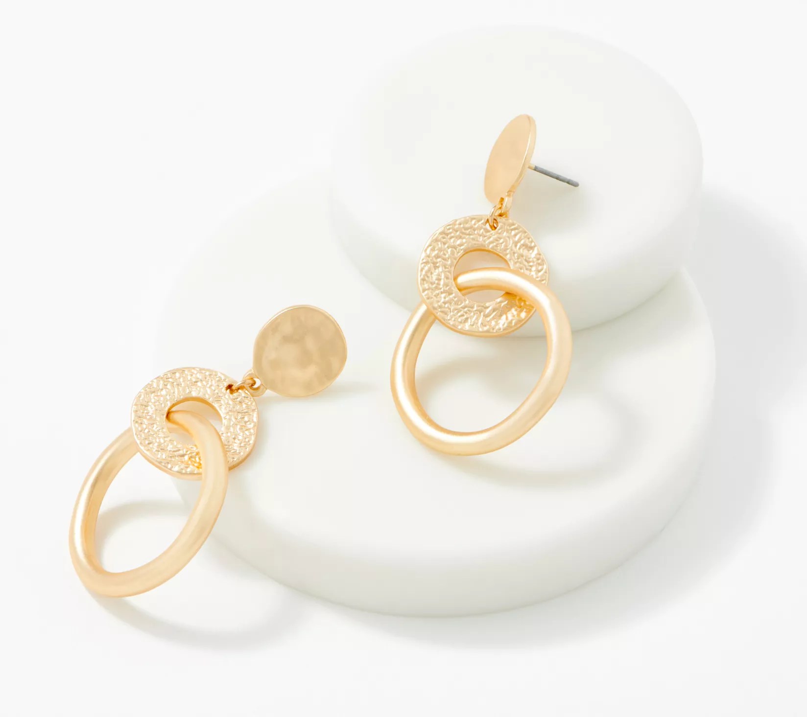 Susan Graver Textured and Polished Link Earrings