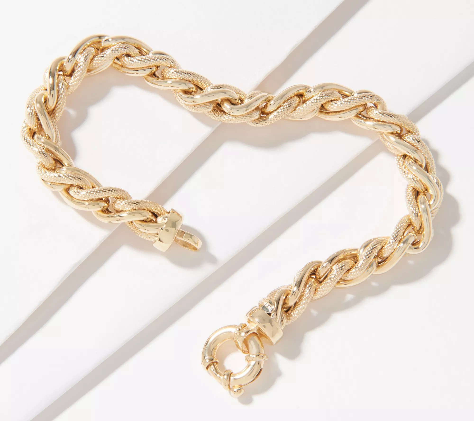 Italian Gold Average Twisted Rolo Link Bracelet, 14.0g