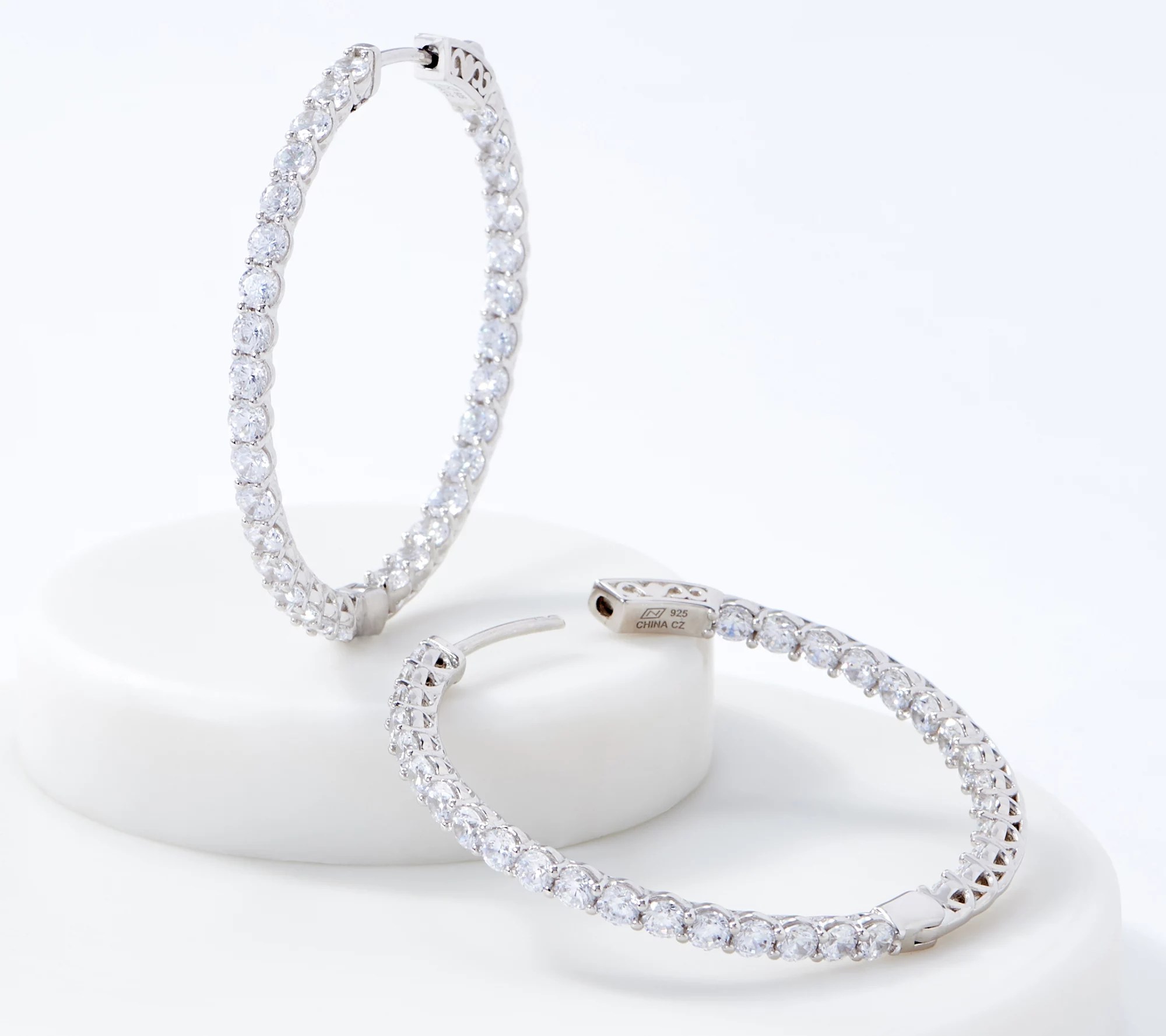 (QVC) Q2 Diamonique Inside Out Hoop Earrings
