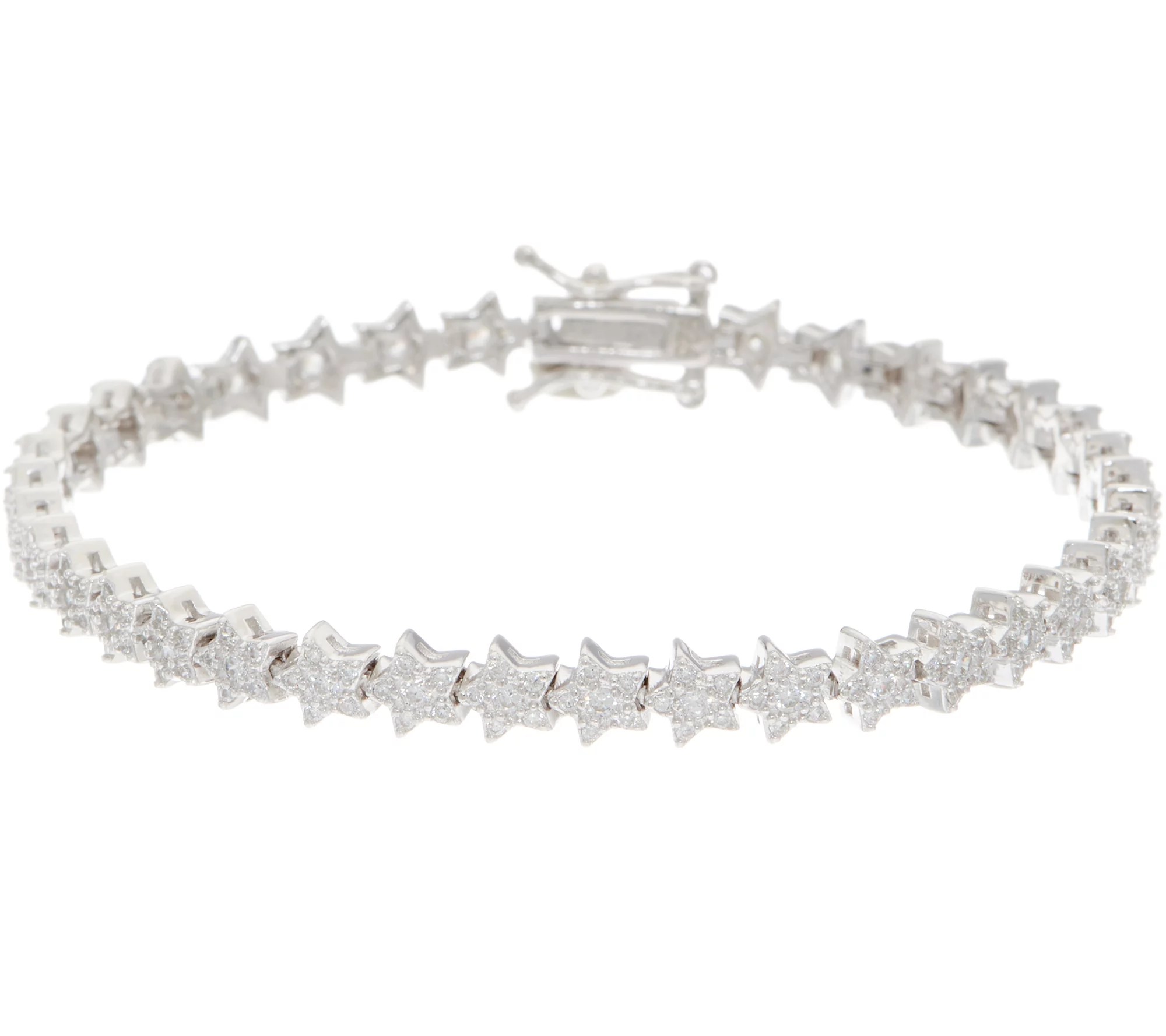 Diamonique Pave Star Tennis Bracelet Sterling Silver