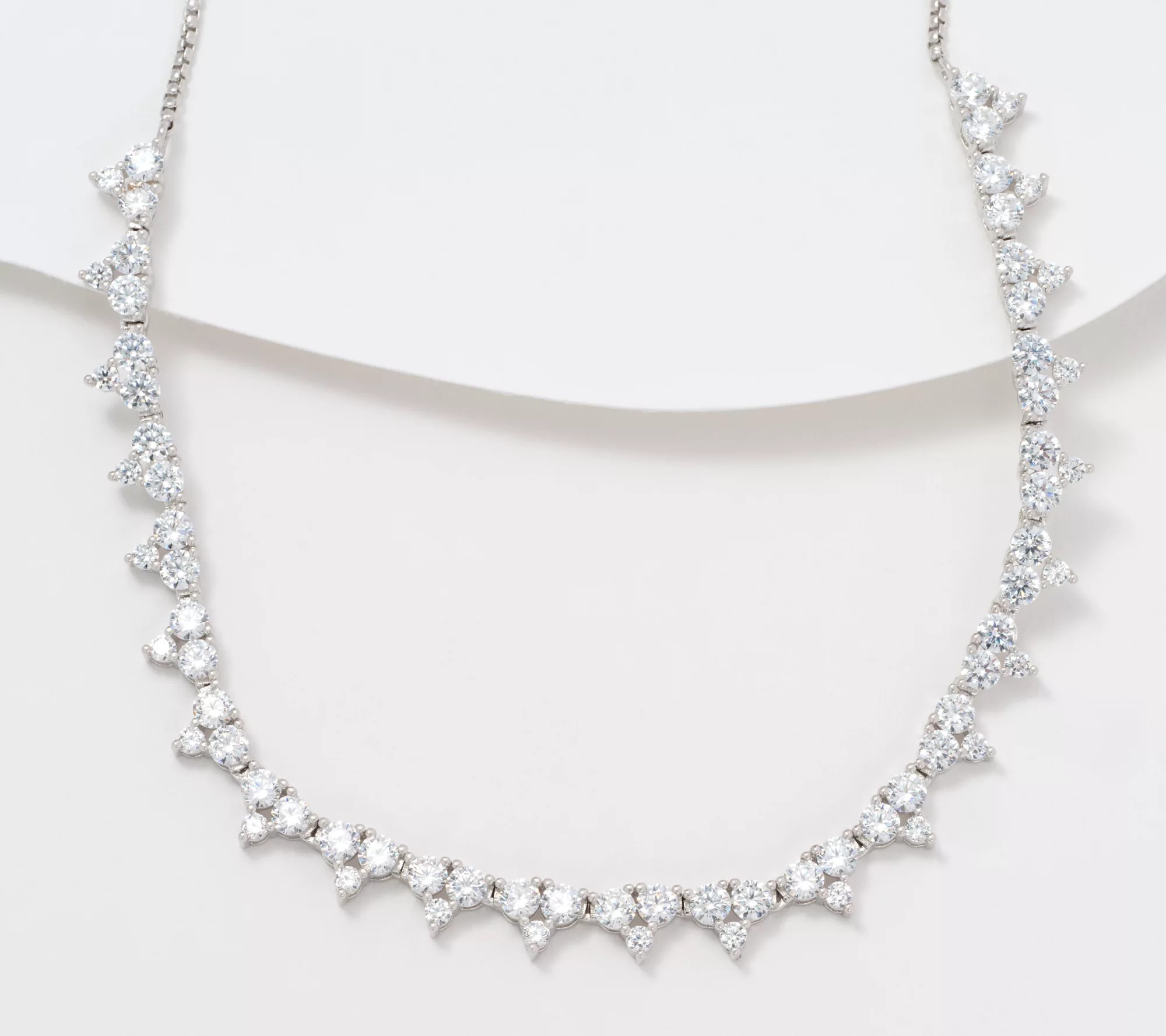 Diamonique x Erin Moseley Adjustable Trio Stone Necklace, SS