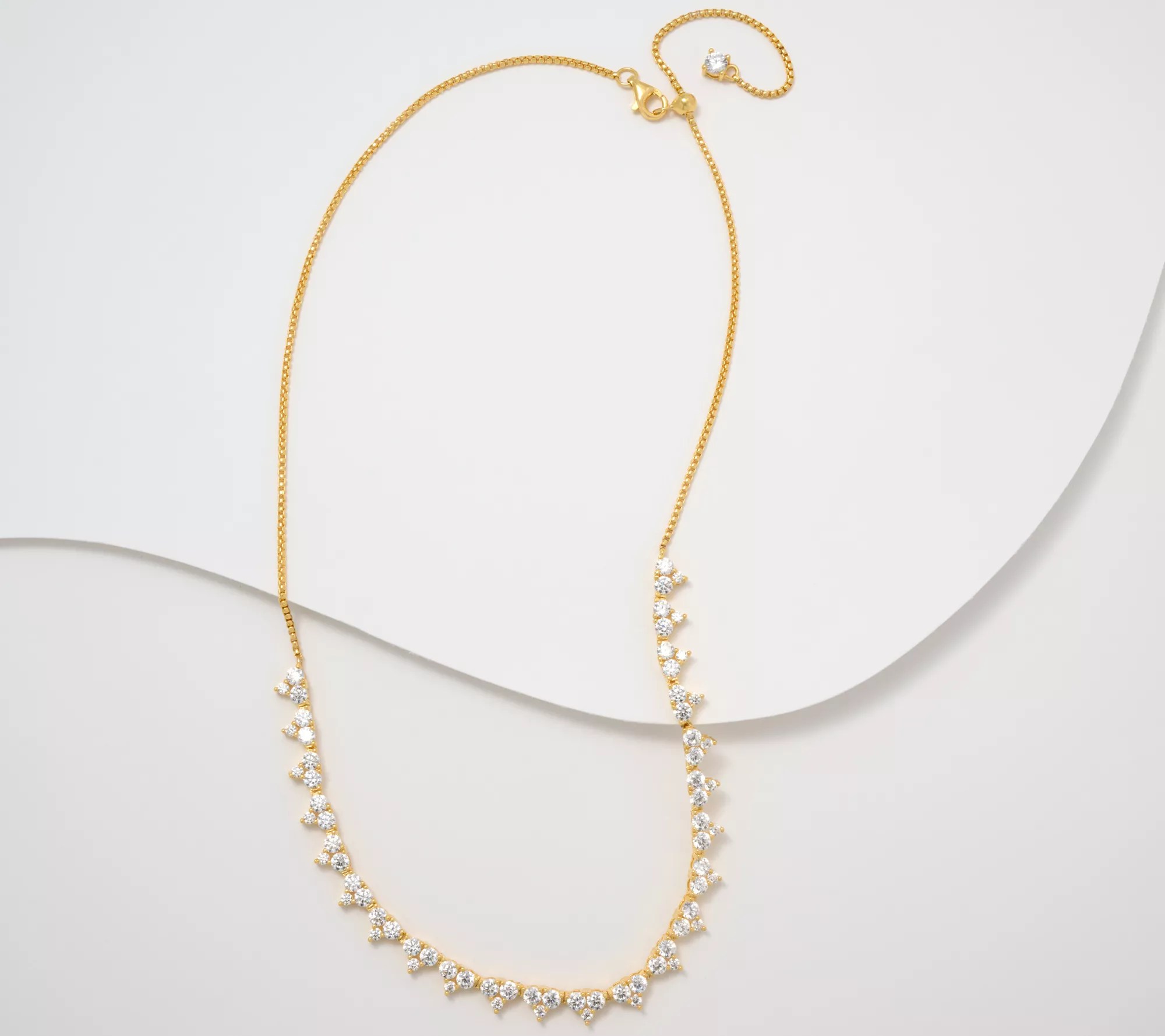 Diamonique x Erin Moseley Adjustable Trio Stone Necklace, SS