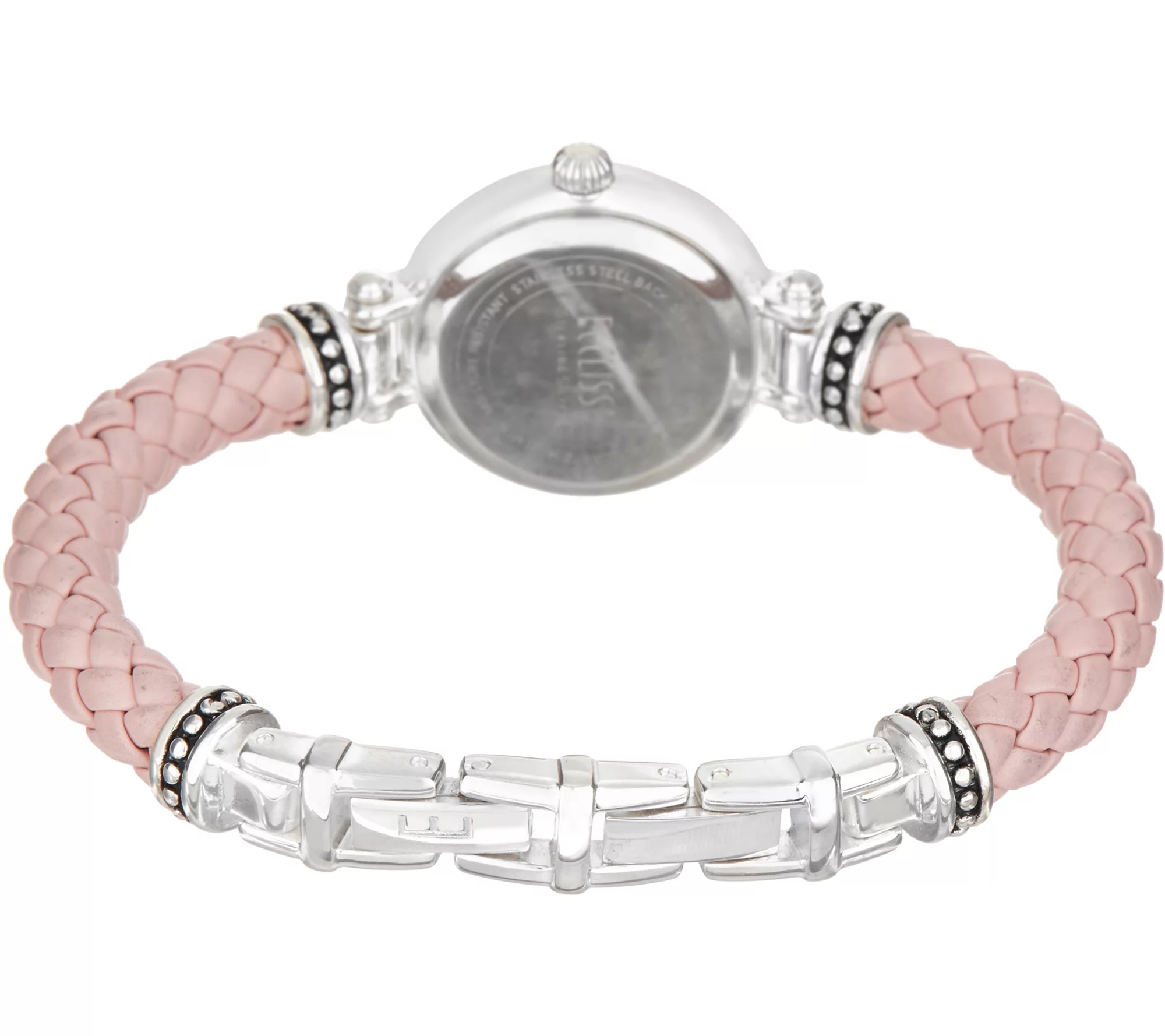 Ecclissi Sterling Silver Braided Leather Watch