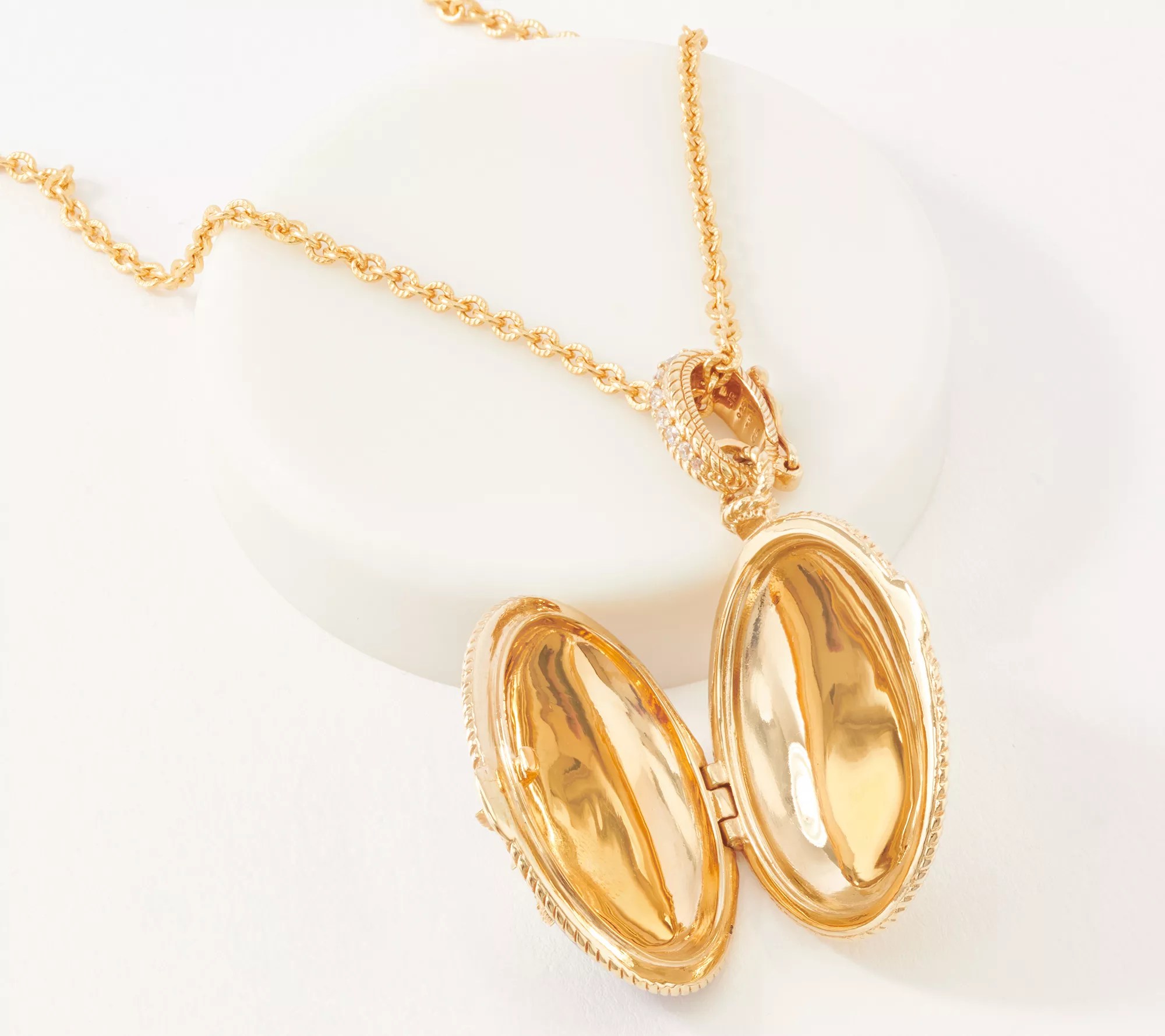 Judith Ripka 14K Gold Clad Enamel Locket Necklace