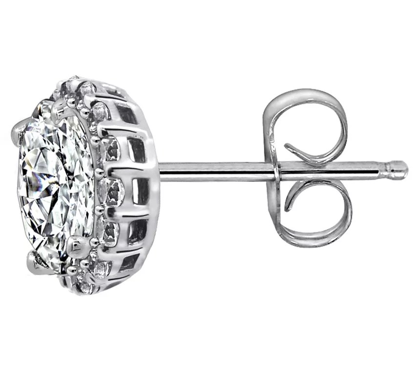 Diamonique 100Facet Halo Stud Earrings, Platinum Clad