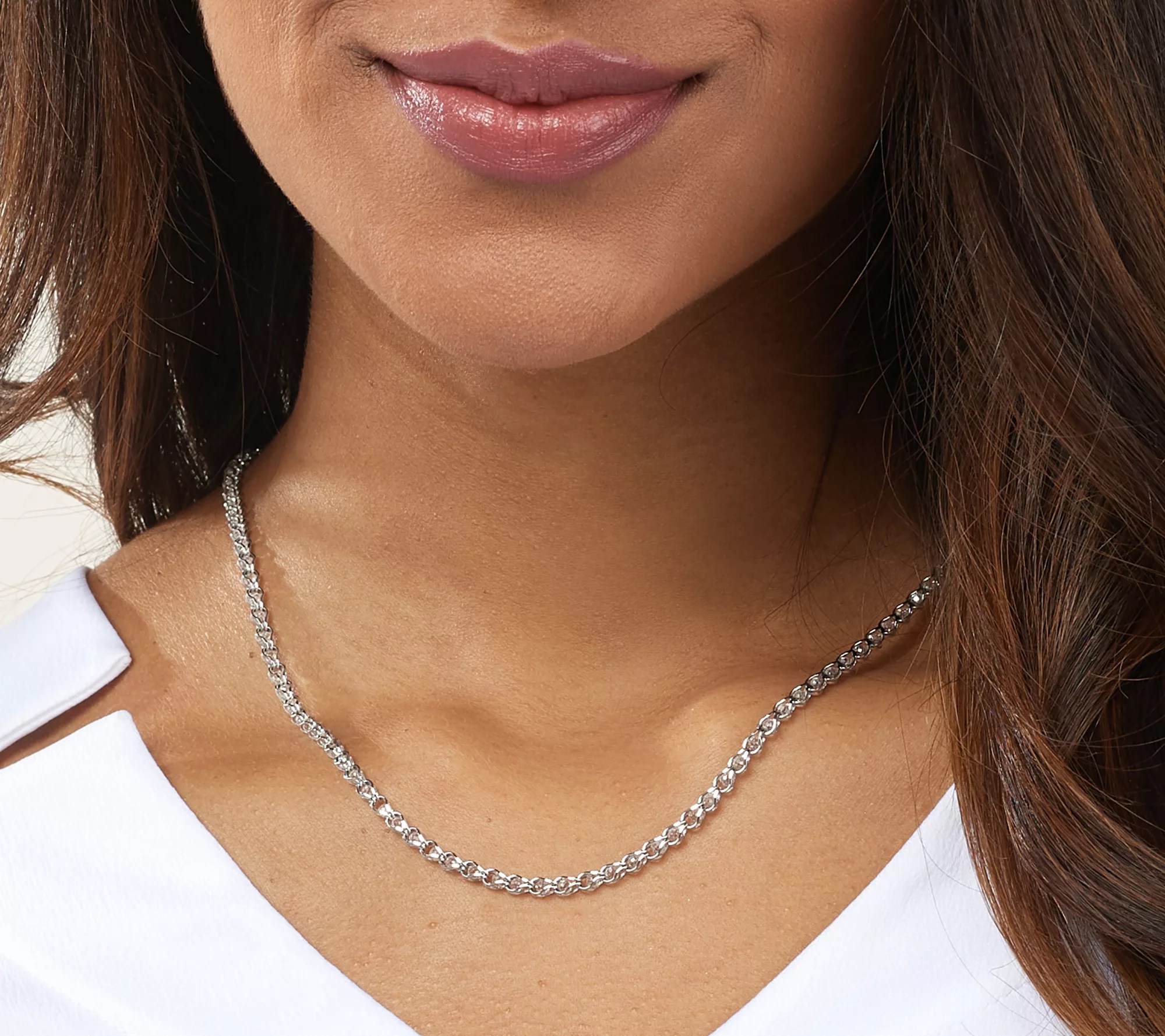 Diamonique 16.50 cttw Raindrop Tennis Necklace, Sterling Silver