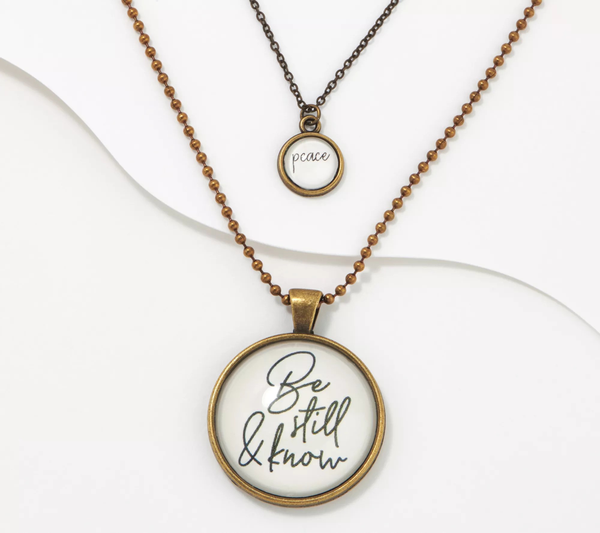 Vintage Sparrow Set of 2 Brass Inspirational Pendant Necklaces