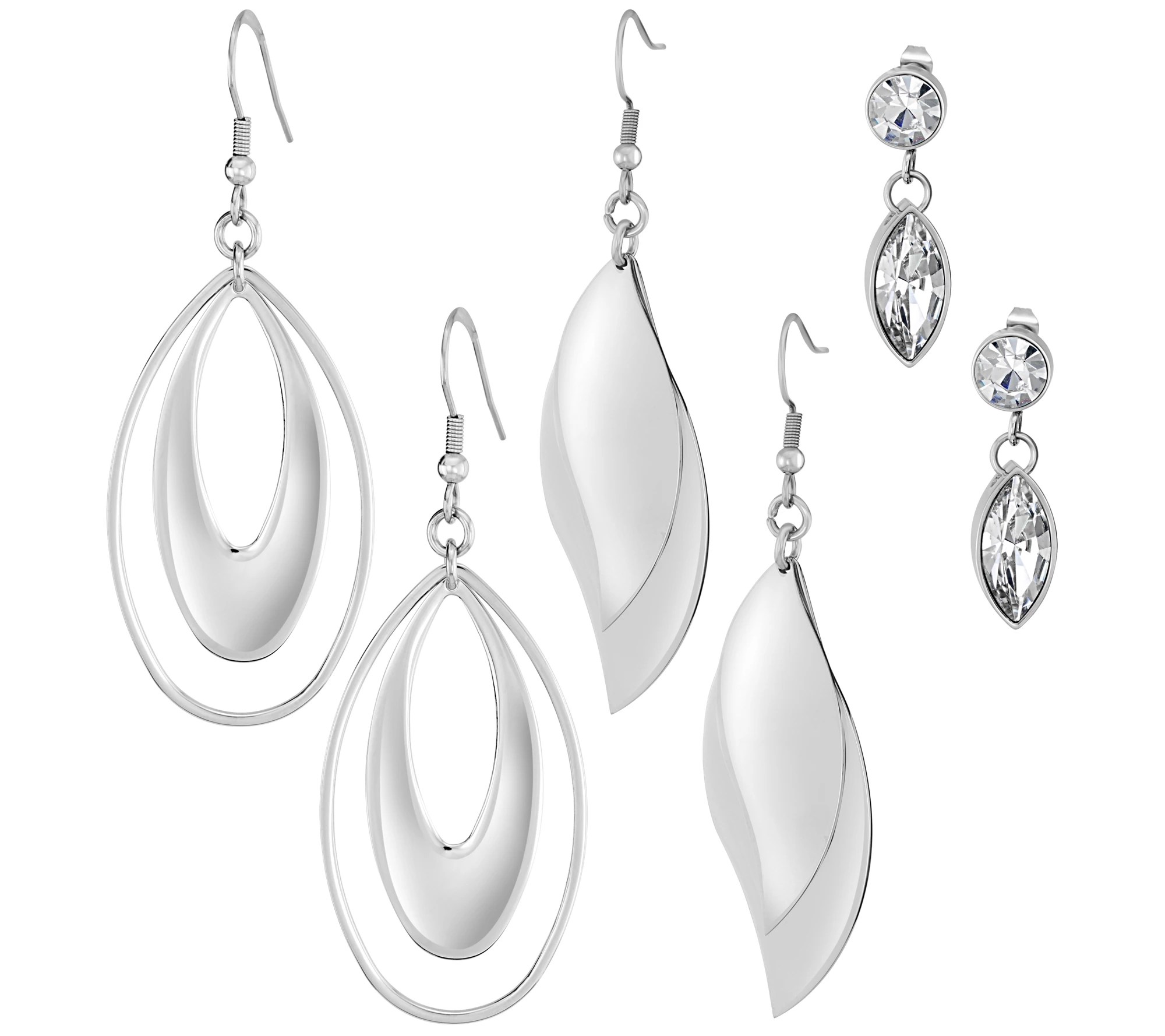 Steel by Design Set of 3 Drop Earrings