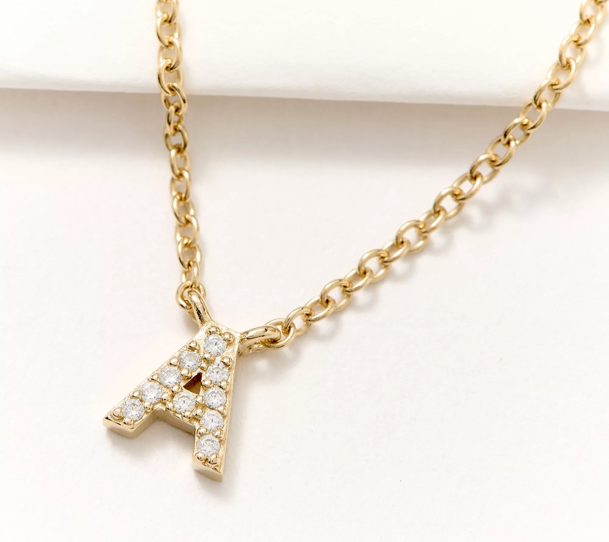 Diamonique Yours Truly Initial Station Necklace, 14K Gold Plated