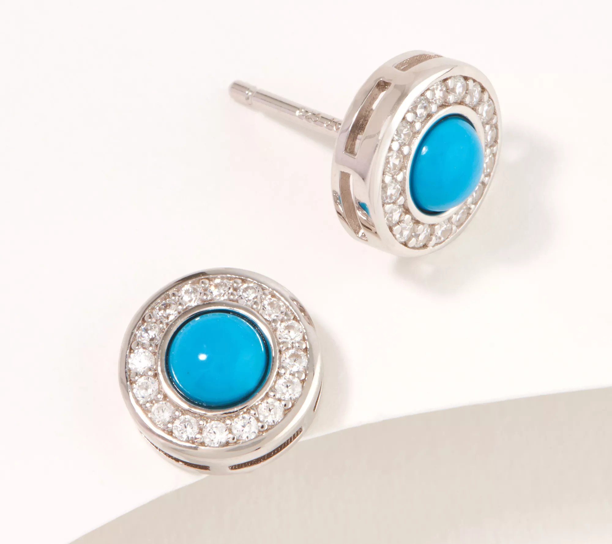 Diamonique Simulated Turquoise Halo Stud Earrings, Sterling Silver