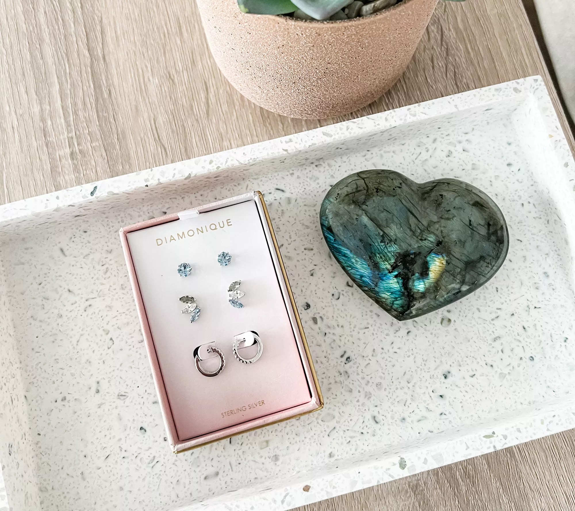 Diamonique Erin's Picks Set of 3 Boxed Earrings SS or 14K