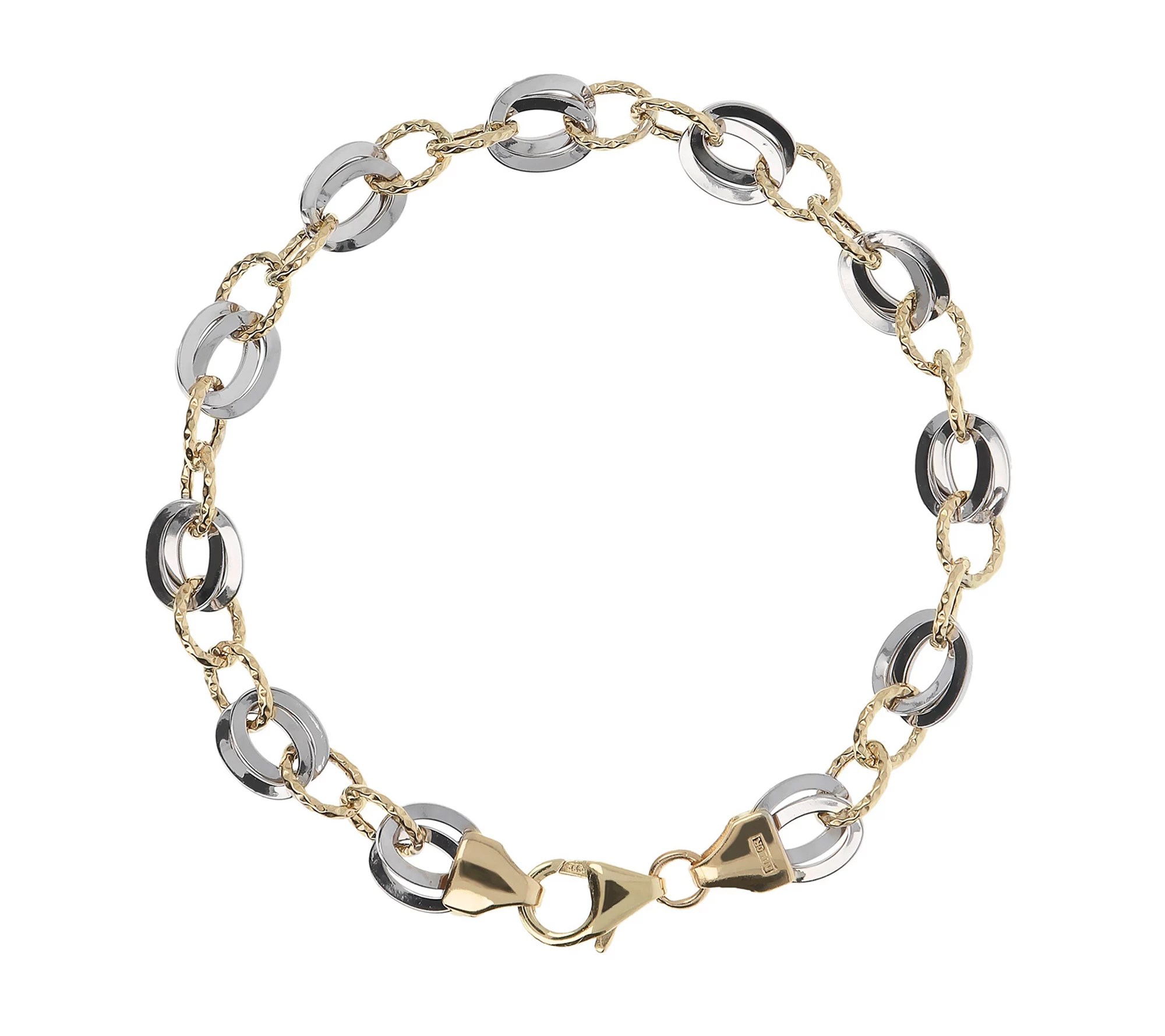 Italian Gold 63/4" TwoTone Link Bracelet, 14K 3.1g