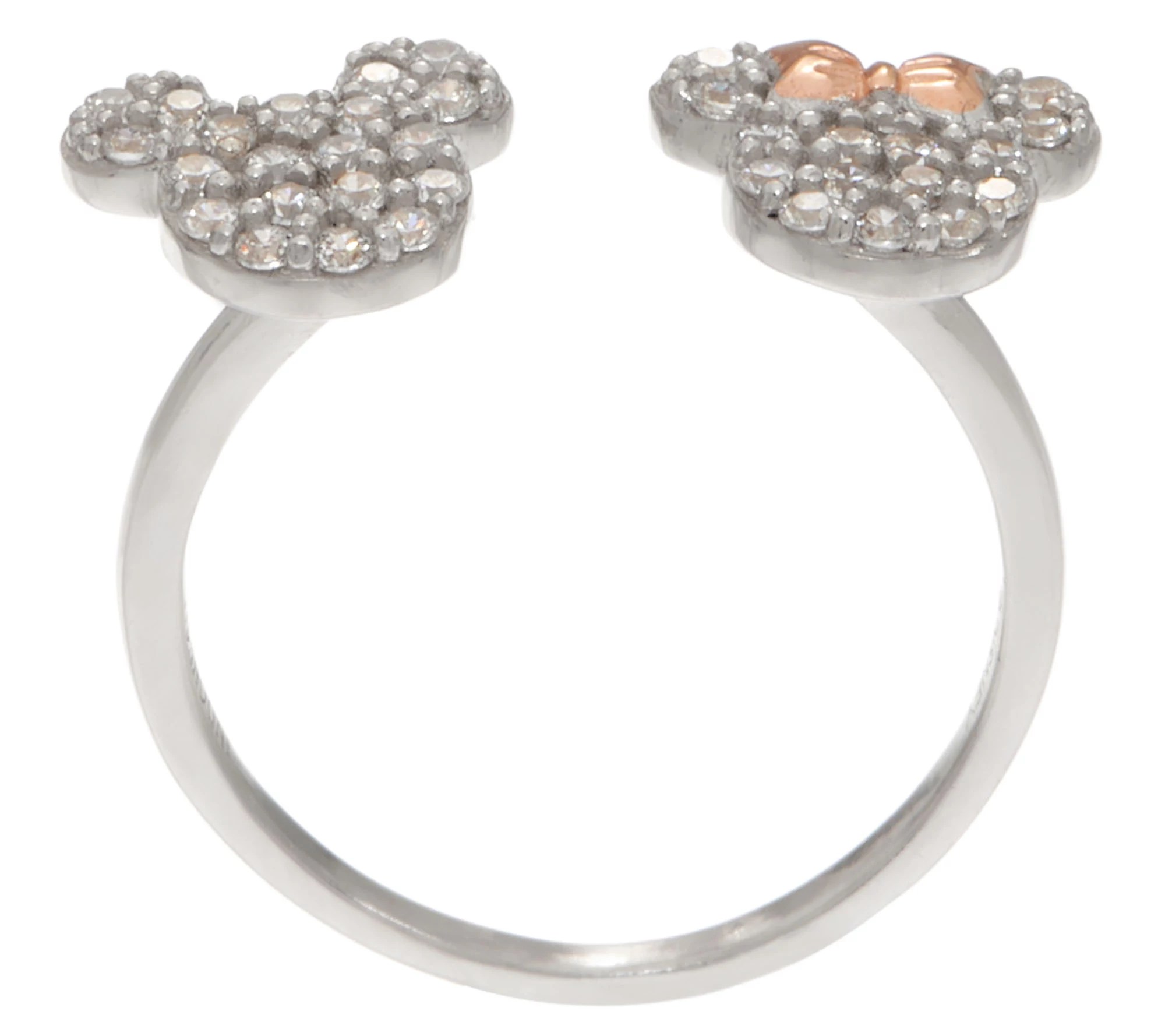 Mickey's 90th Birthday Diamonique Mickey & Minnie Ring, Sterling