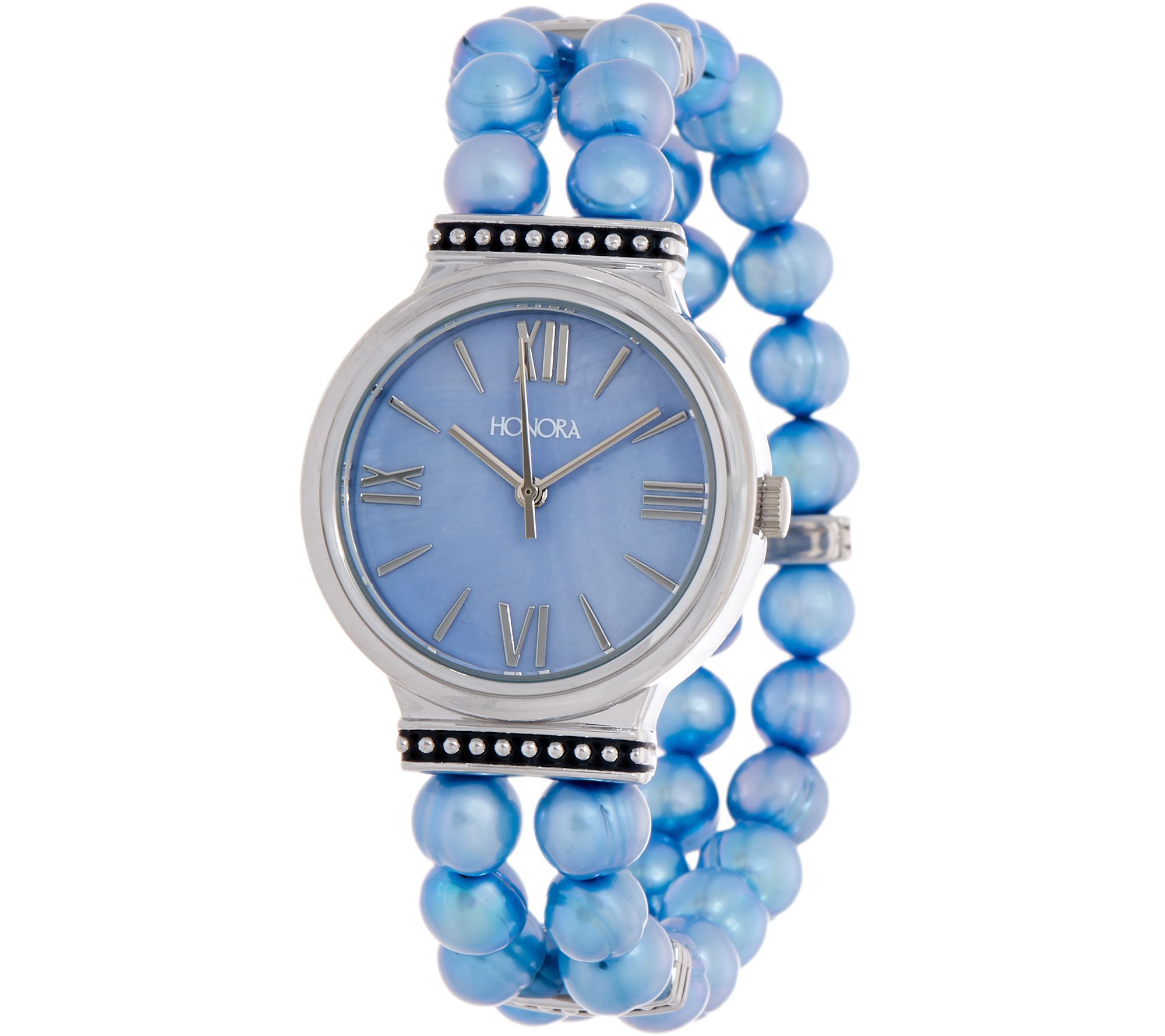 Honora Pearl Stainless Steel Stretch Bracelet Watch