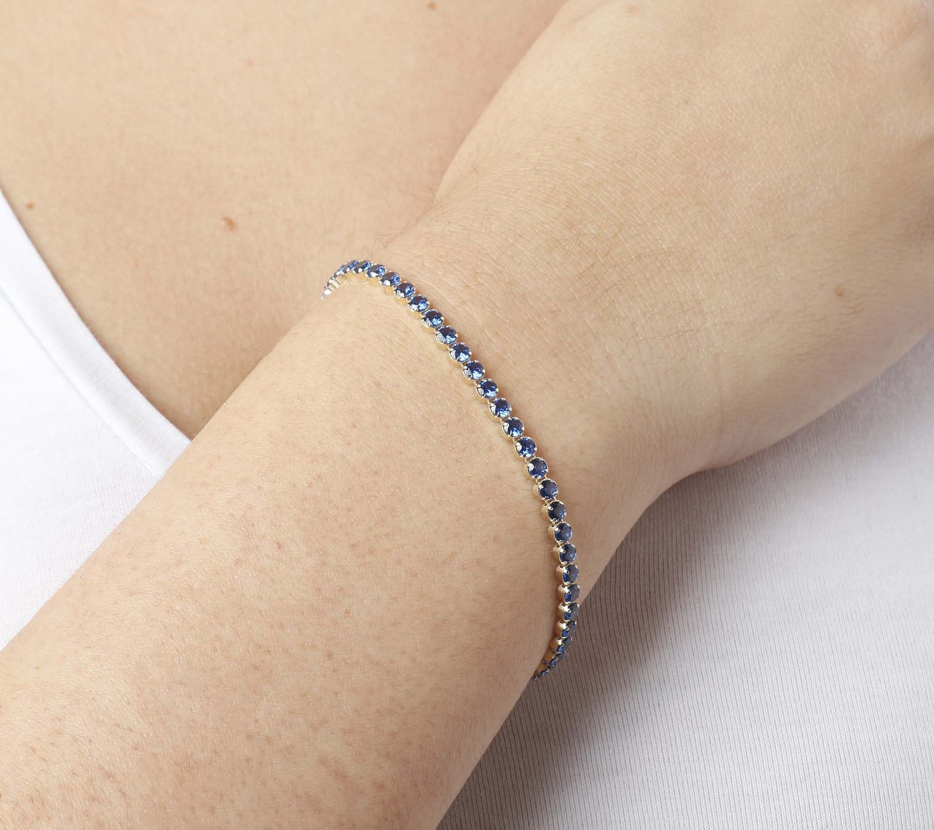 Diamonique 71/4" Simulated Gemstone Tennis Bracelet, 14K Gol