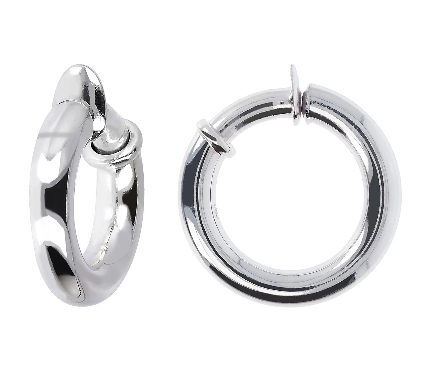 UltraFine Silver 1" Polished ClipOn Hoop Earrings