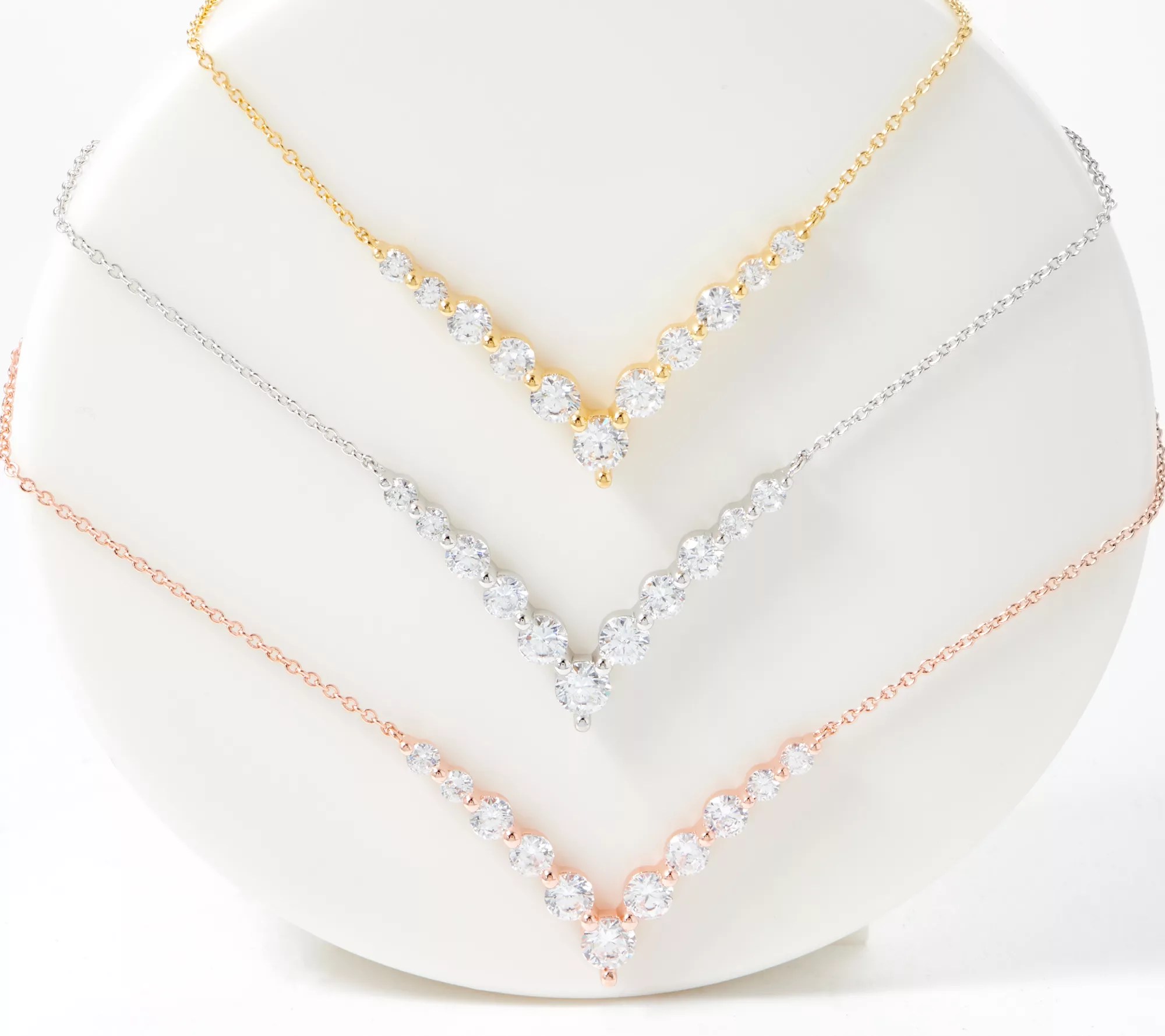 Diamonique VNecklace Sterling Silver