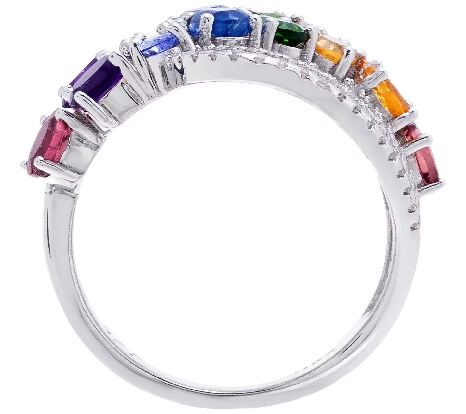 Affinity Gems MultiGemstone Wave Ring,Sterling Silver