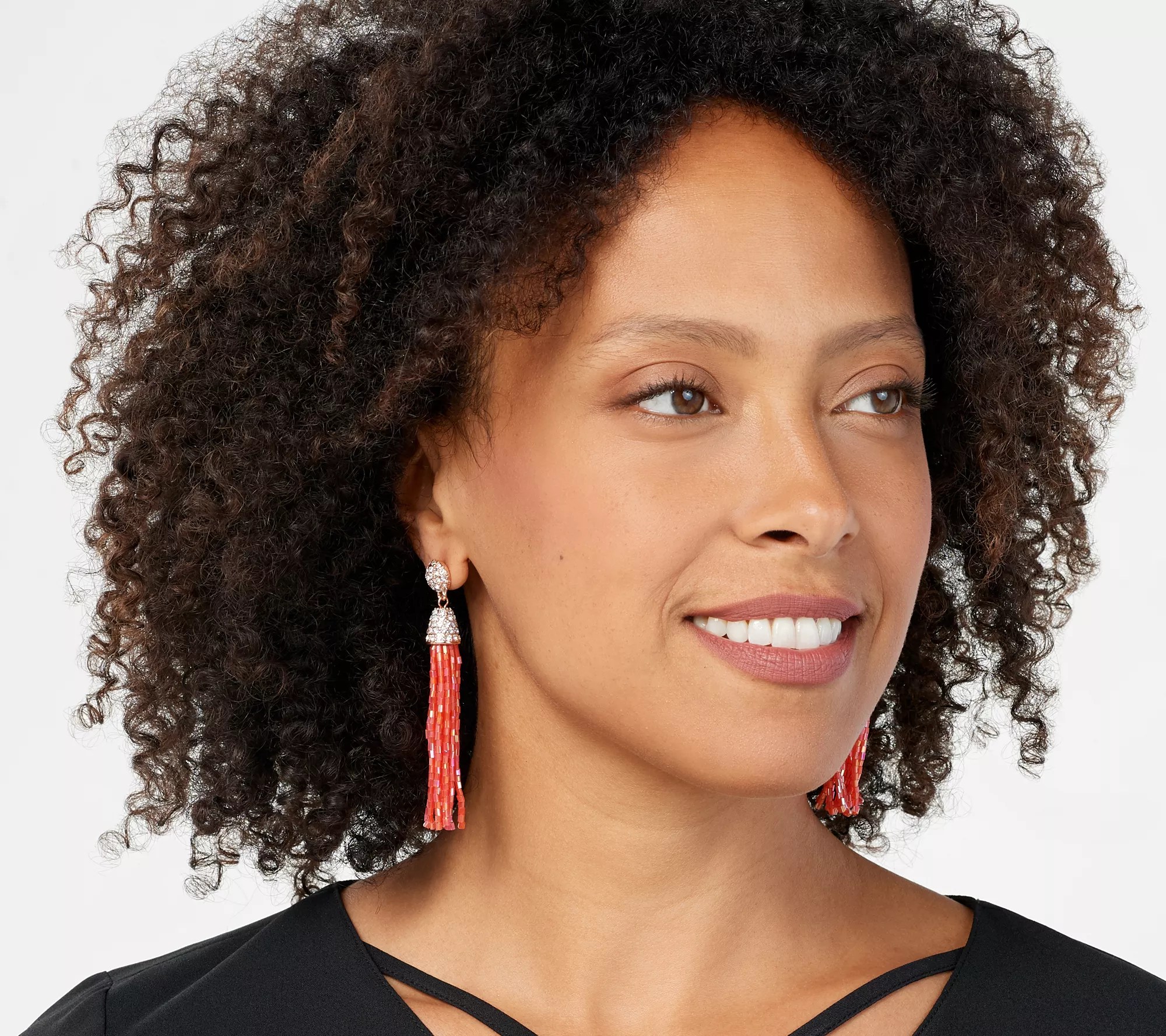 Susan Graver Beaded Tassel Earrings