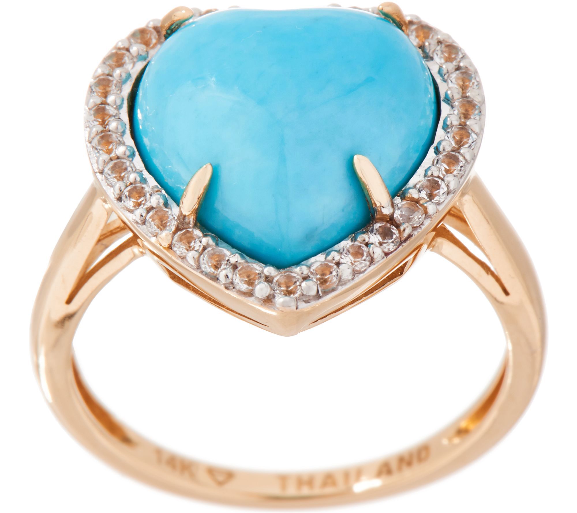 Kingman Turquoise Heart Design Ring, 14K