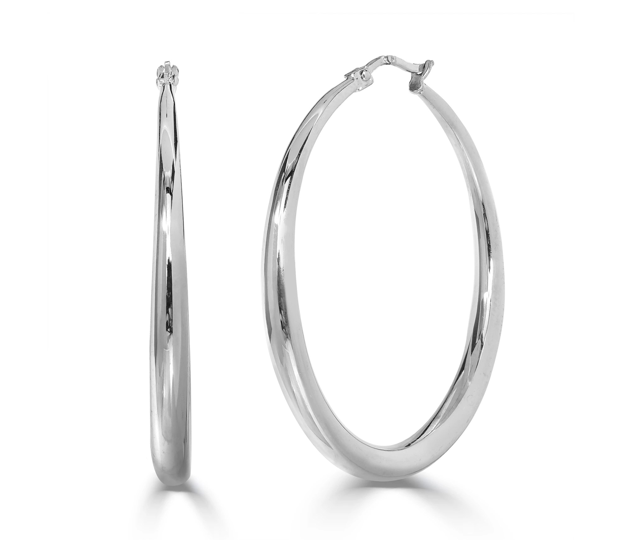 Steel by Design Graduated Oval Polished Hoop Earrings