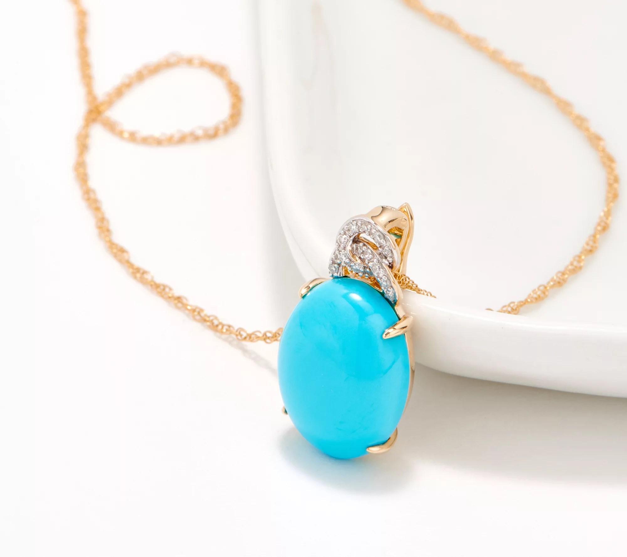 Sleeping Beauty Turquoise & Diamond 14K Gold Necklace