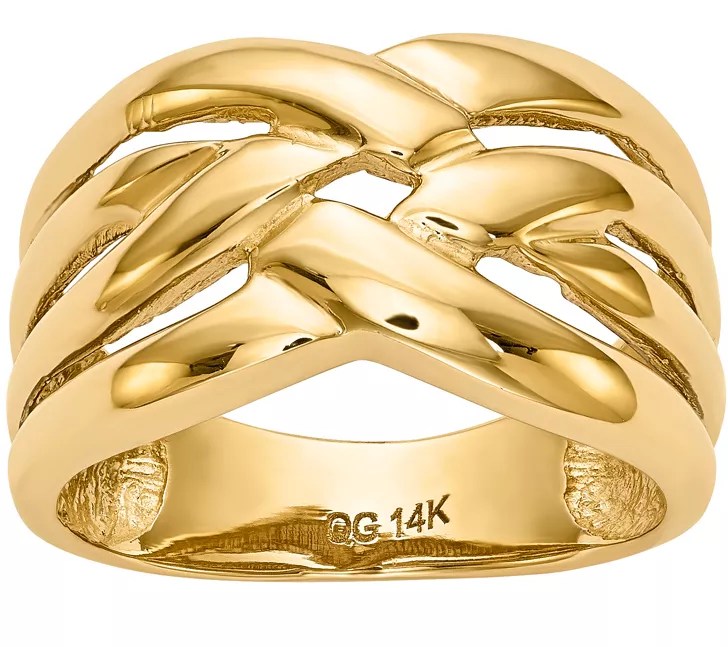 14K Gold Polished Woven Ring