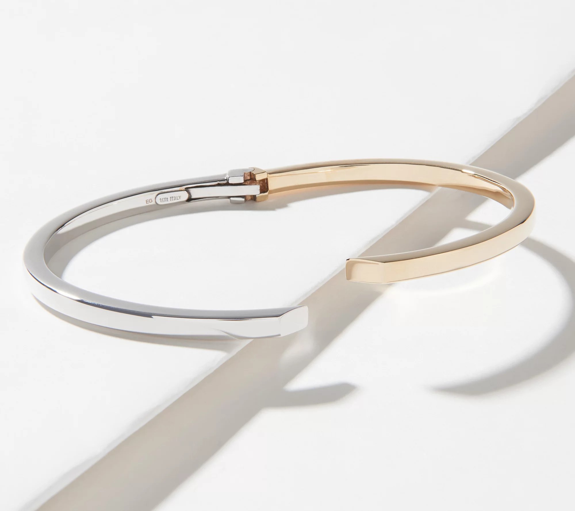 EternaGold Large Twotone Hinged Bangle 14K Gold 12.4g