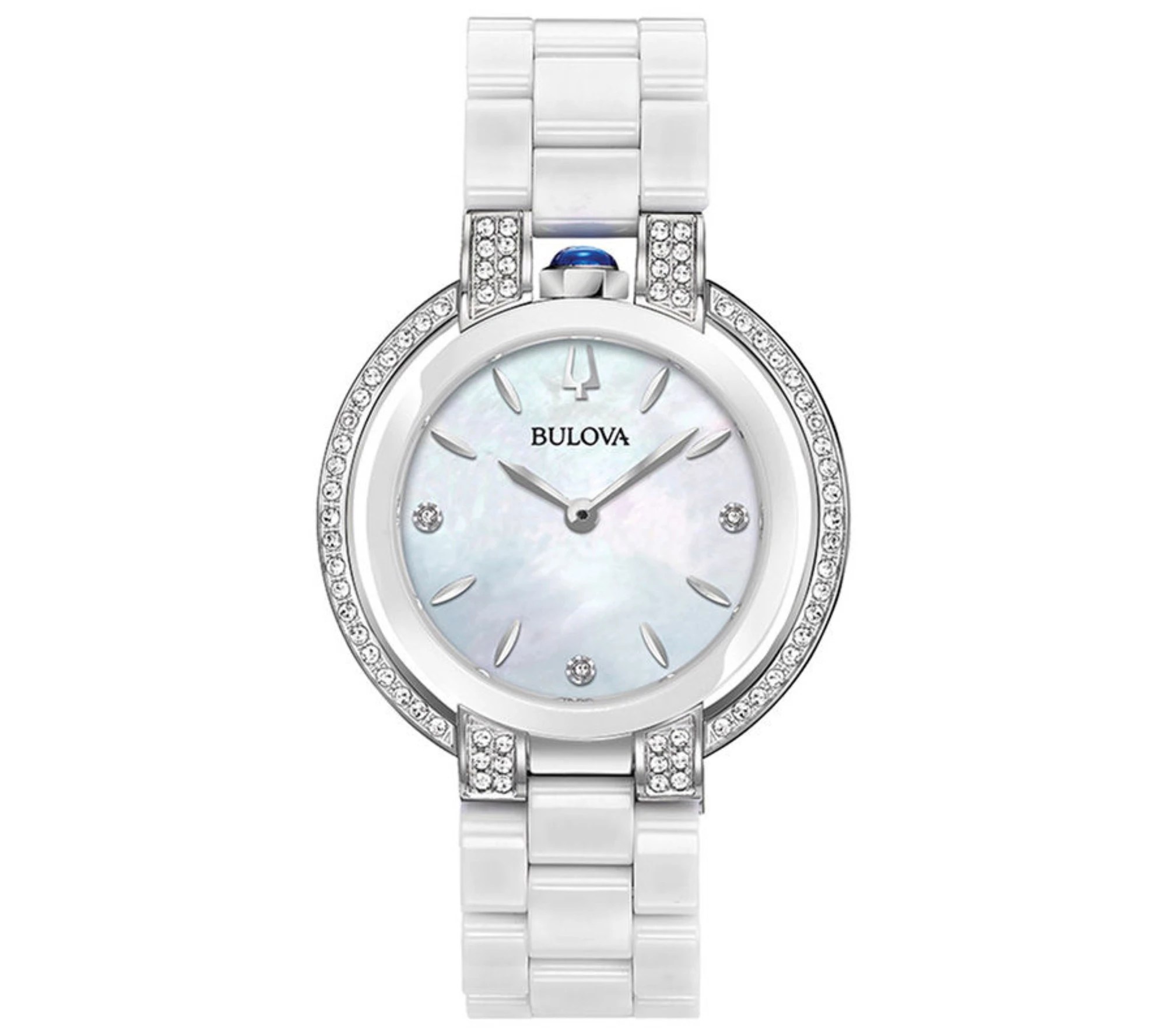 Bulova Women's Rubaiyat White Ceramic Diamond Accent Watch
