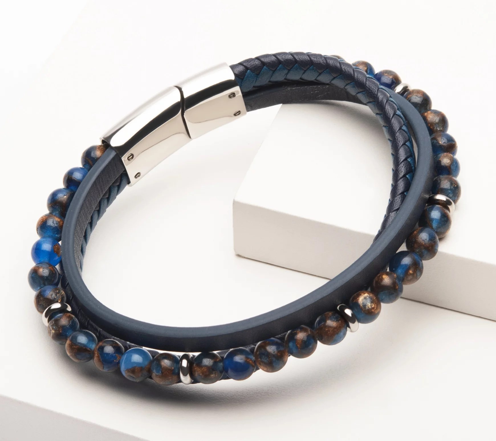 Verve Men's Jewelry Leather & Pieterscite Bracelet