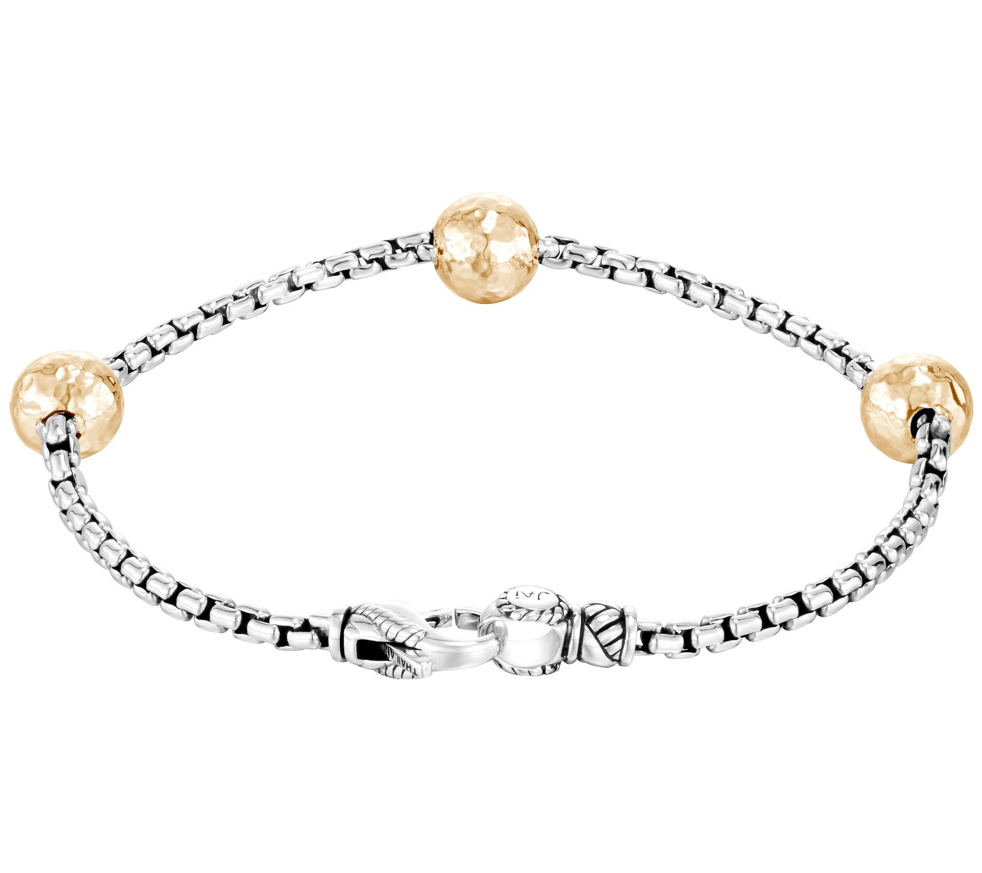 JAI Sterling Silver & 14K Gold Bead Station Bracelet