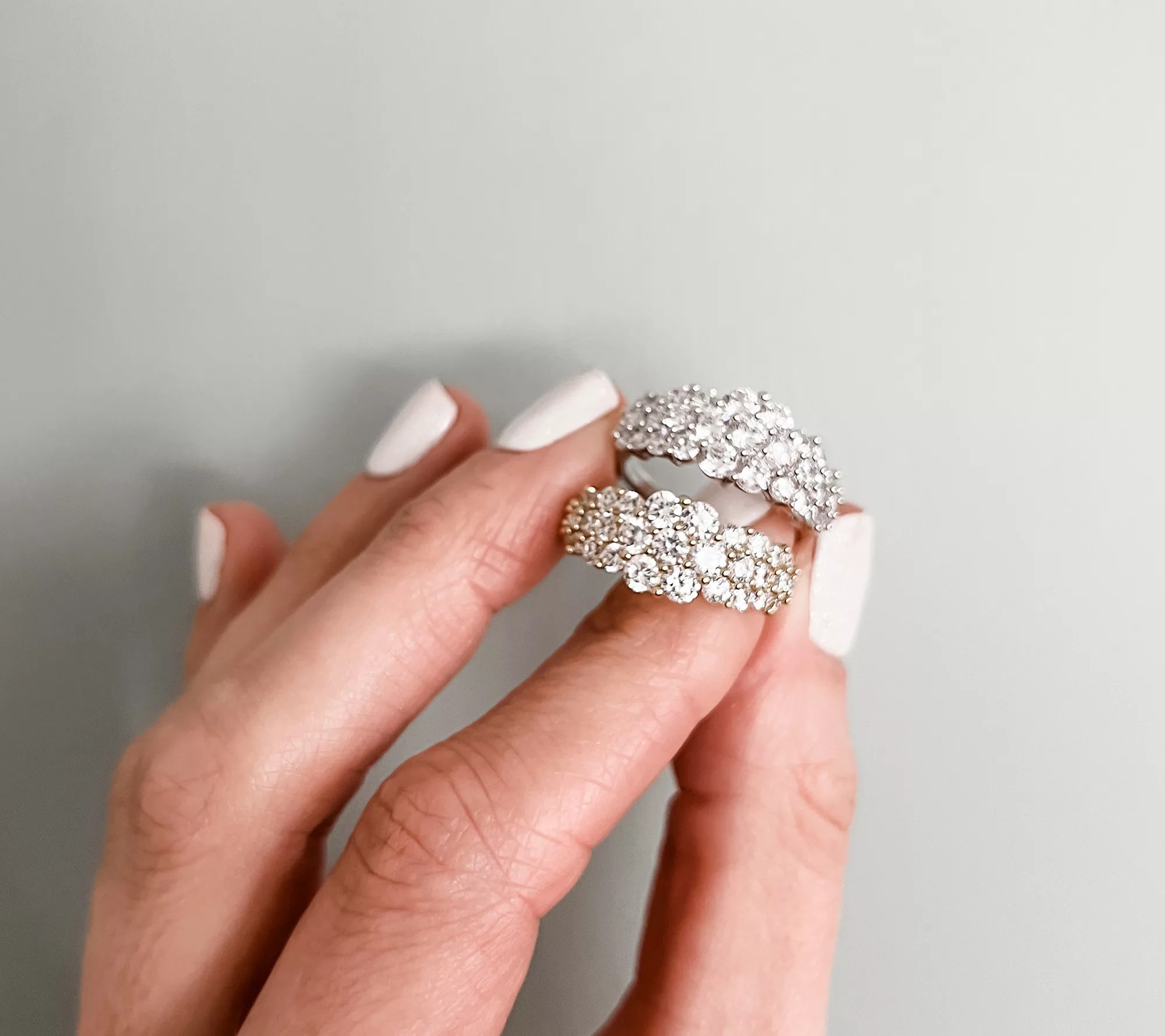 "As Is" Diamonique Cluster Flower Band Ring, 14K Gold Plated