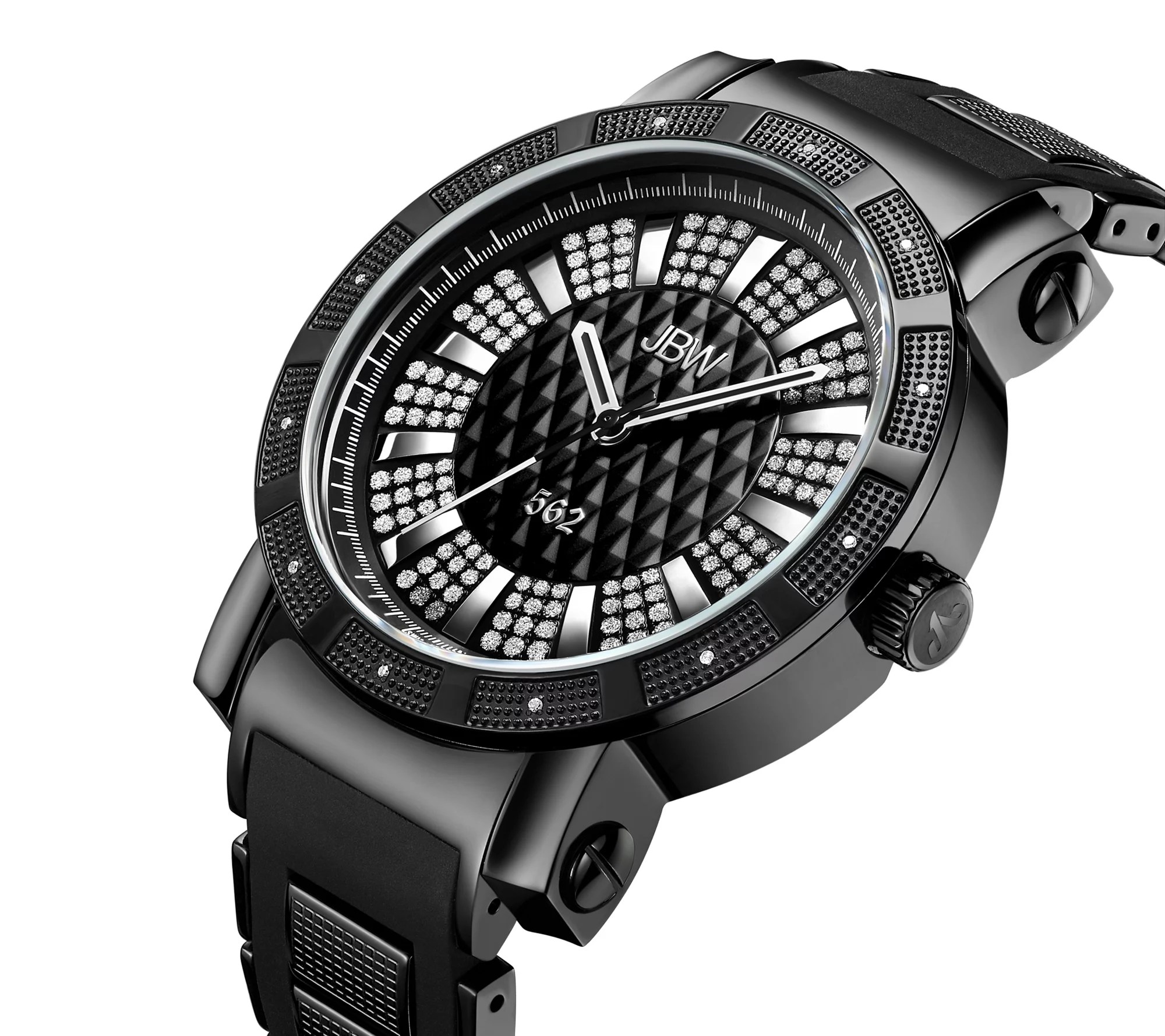 JBW Men's 562 1/10 cttw Diamond Black IP Blackal Watch