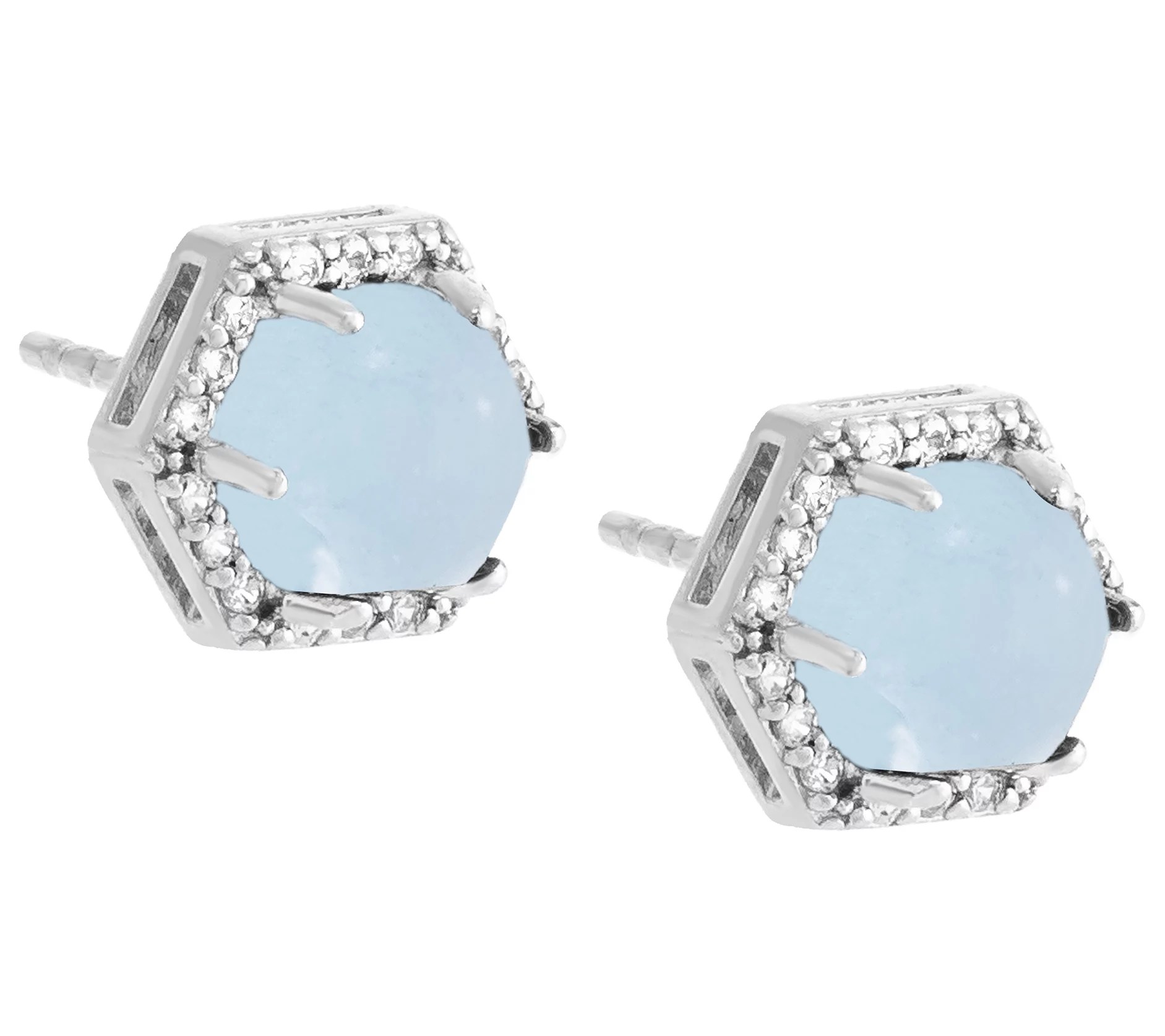Affinity Gems Round Cut Gemstone Stud Earrings,Sterling