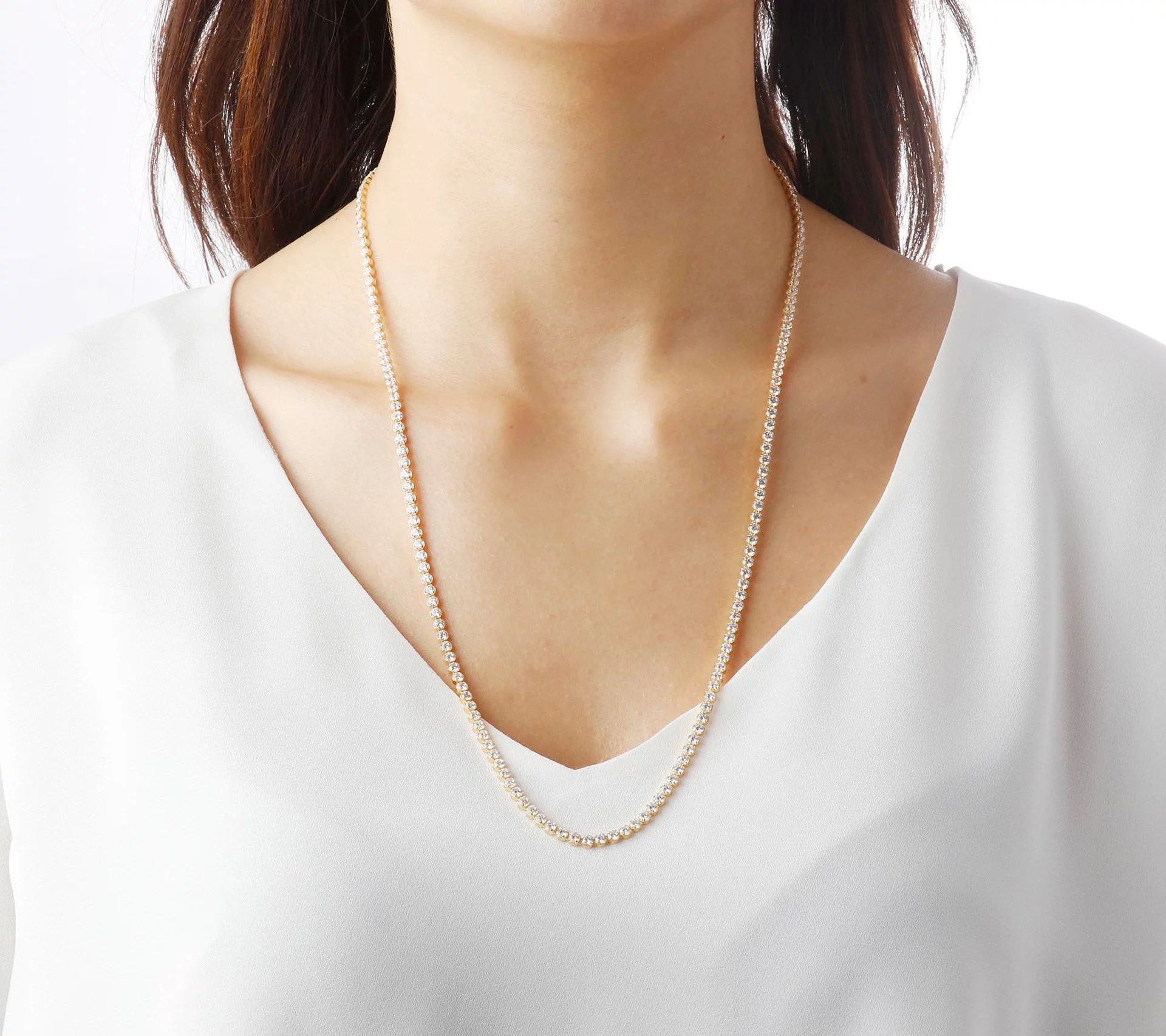 Diamonique 17.50 cttw 24" Tennis Necklace, Sterling