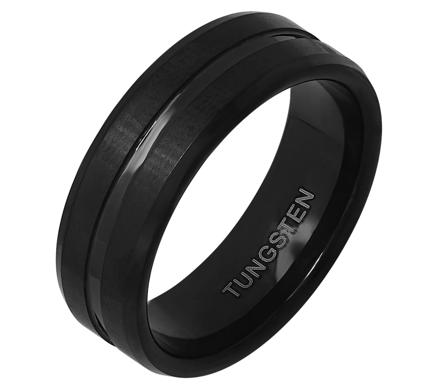Steel by Design Men's Black IP Band Ring